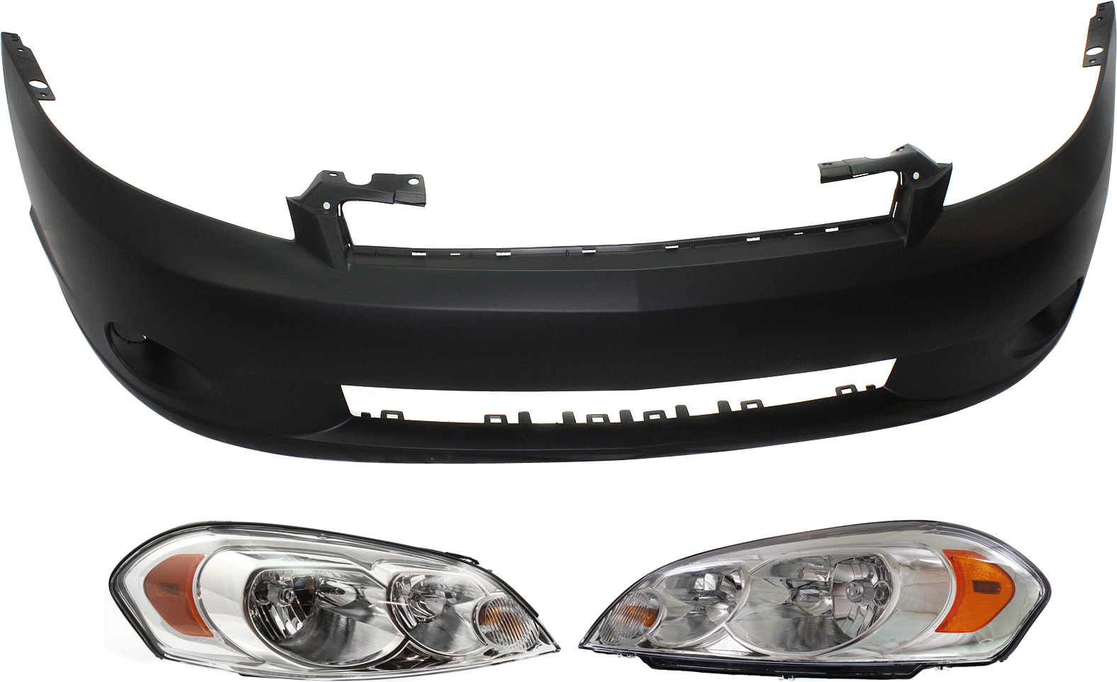 AM MONTE CARLO 06-07 FRONT BUMPER COVER 3 pc Kit with Headlights SKU KIT 080918-11 Partslink GM1000765 GM2502261 GM2503261 OEM 89025784-25958359-25958360
