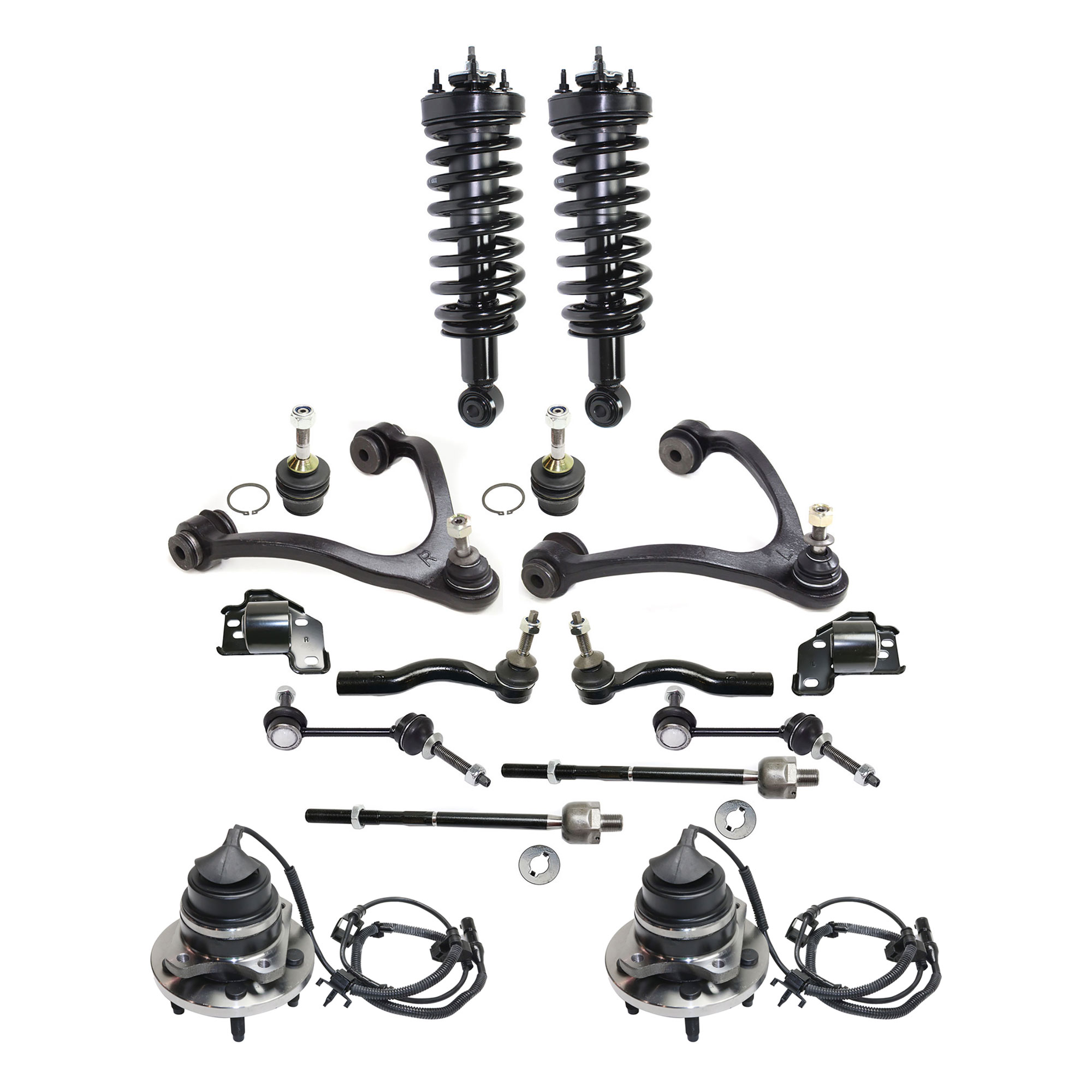 AM CROWN VICTORIA TOWN CAR 05-11 FRONT CONTROL ARM KIT RH AND LH Upper and Lower w ball joint s 16 pc Kit with Shock Absorber and Strut Assembly Wheel Hub Control Arm Bushing Ball Joint Tie Rod SKU KIT 081017-08 OEM 104381-2601577-5001118-5051