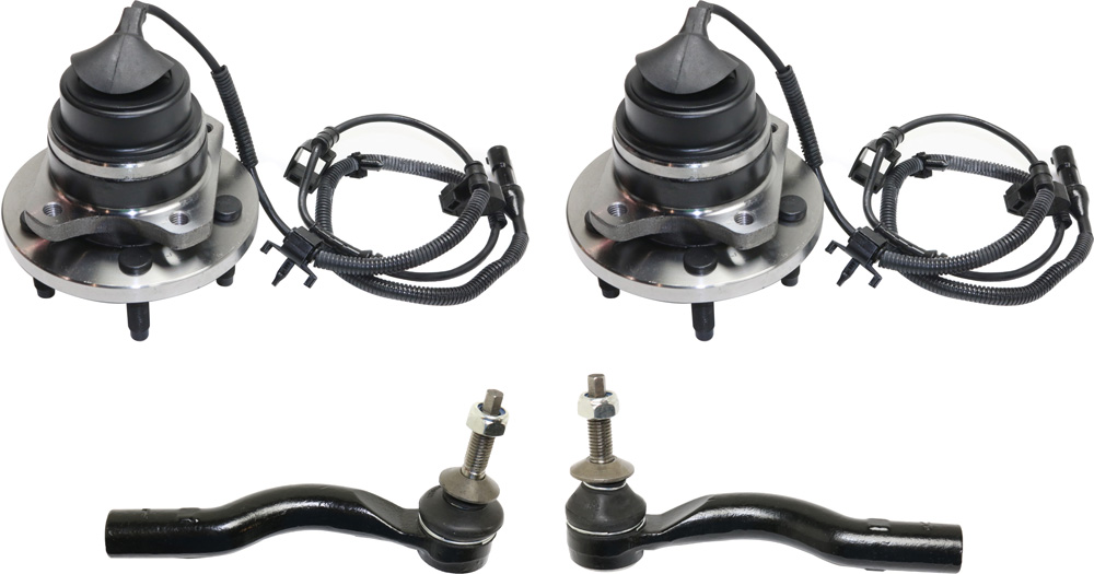 AM CROWN VICTORIA GRAND MARQUIS TOWN CAR 05-11 FRONT HUB ASSEMBLY RH AND LH 4 pc Kit with Tie Rod Ends SKU KIT 081017-15 OEM 513230-5W1Z1104AA 6W1Z1104A 7W