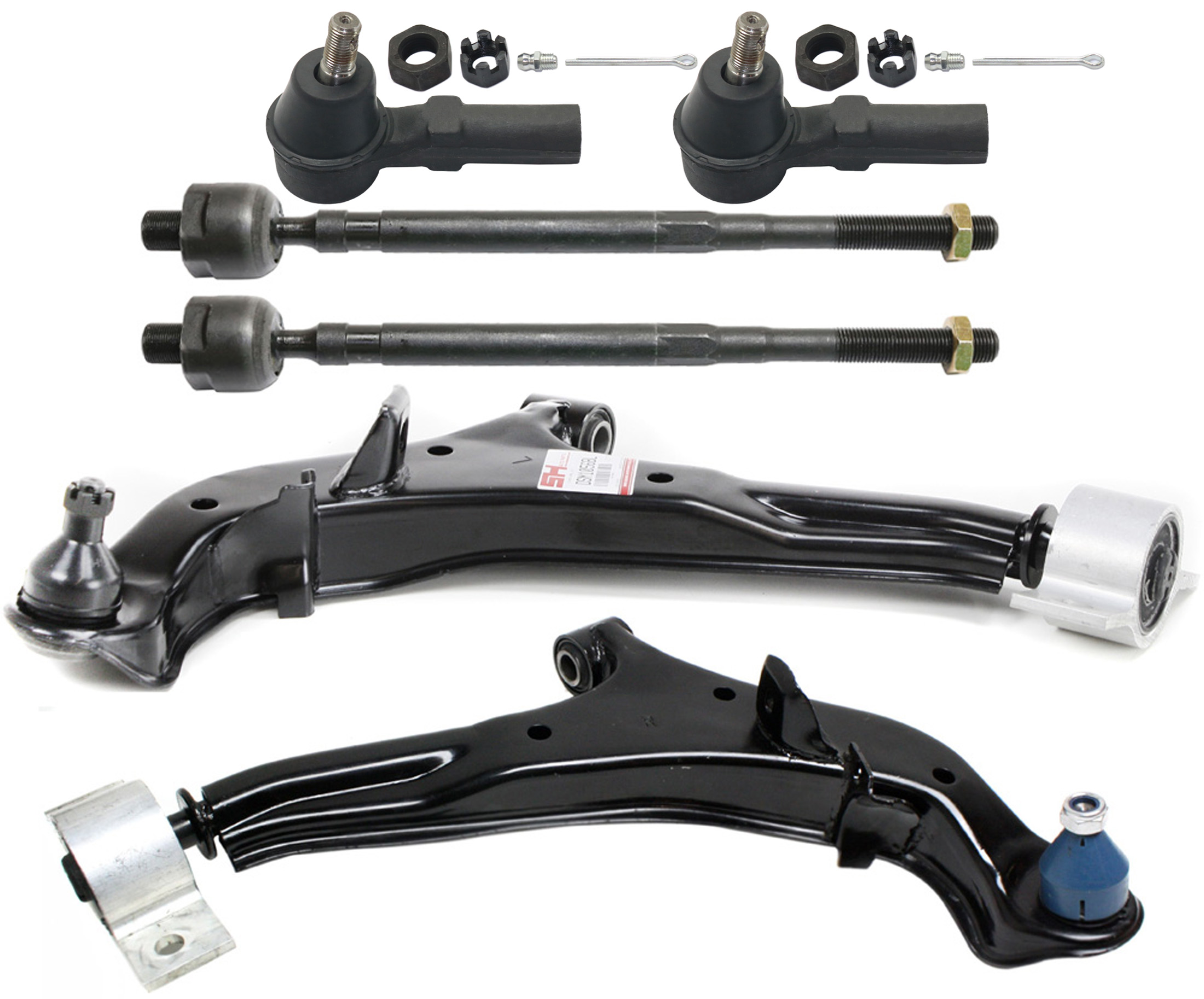 AM MAXIMA 00-03 I35-02-04 FRONT CONTROL ARM KIT RH AND LH Lower 6 pc kit with Tie Rod Ends SKU KIT 081017-38 Partslink NI4520101 OEM 545002Y411-545002Y412-545002Y4