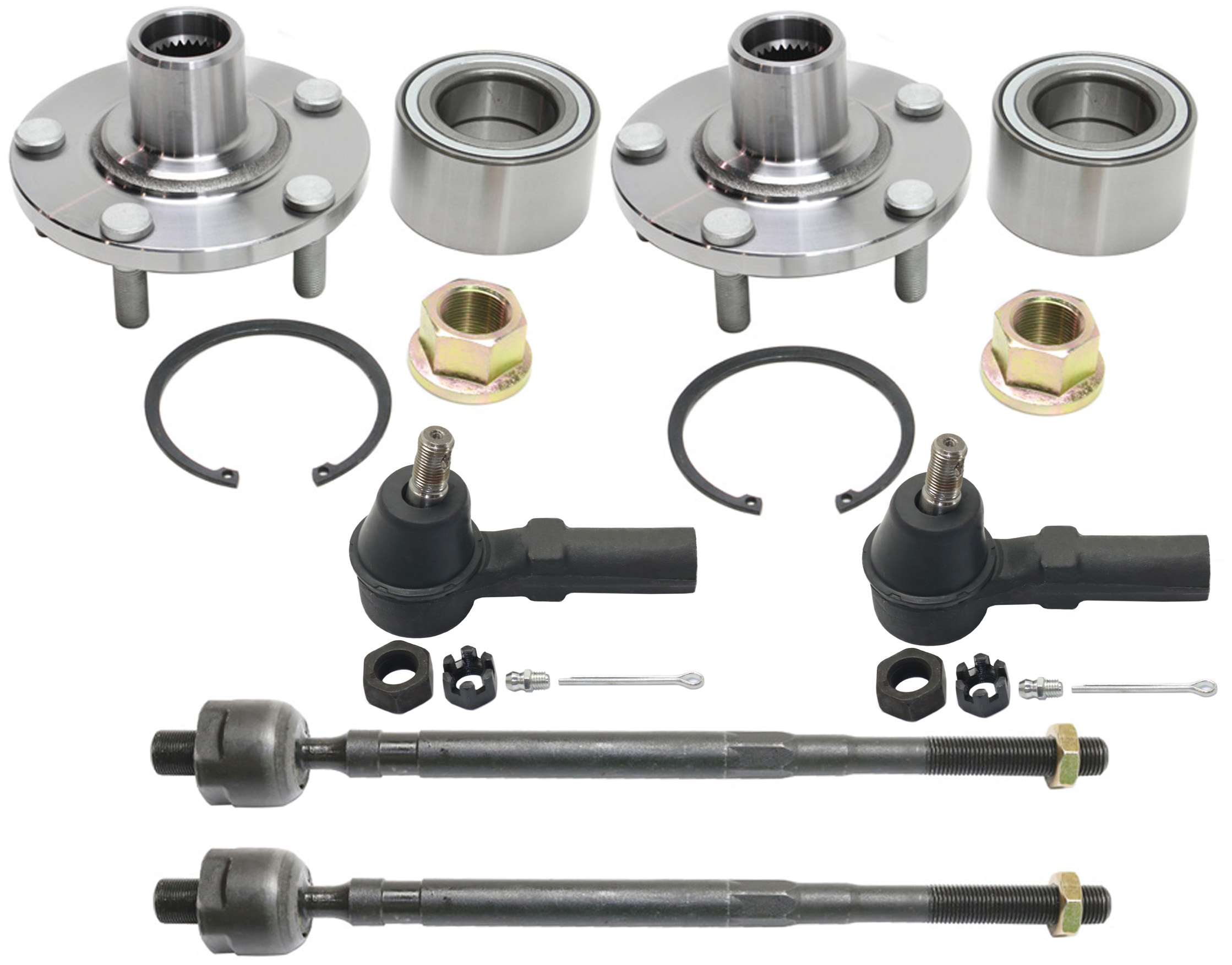 AM I30-00-01 I35-02-04 MAXIMA 00-03 FRONT HUB ASSEMBLY RH AND LH 6 pc Kit with Tie Rod Ends SKU KIT 081017-39 Partslink NI4520101 OEM 402022Y010-485200C025-485212Y4