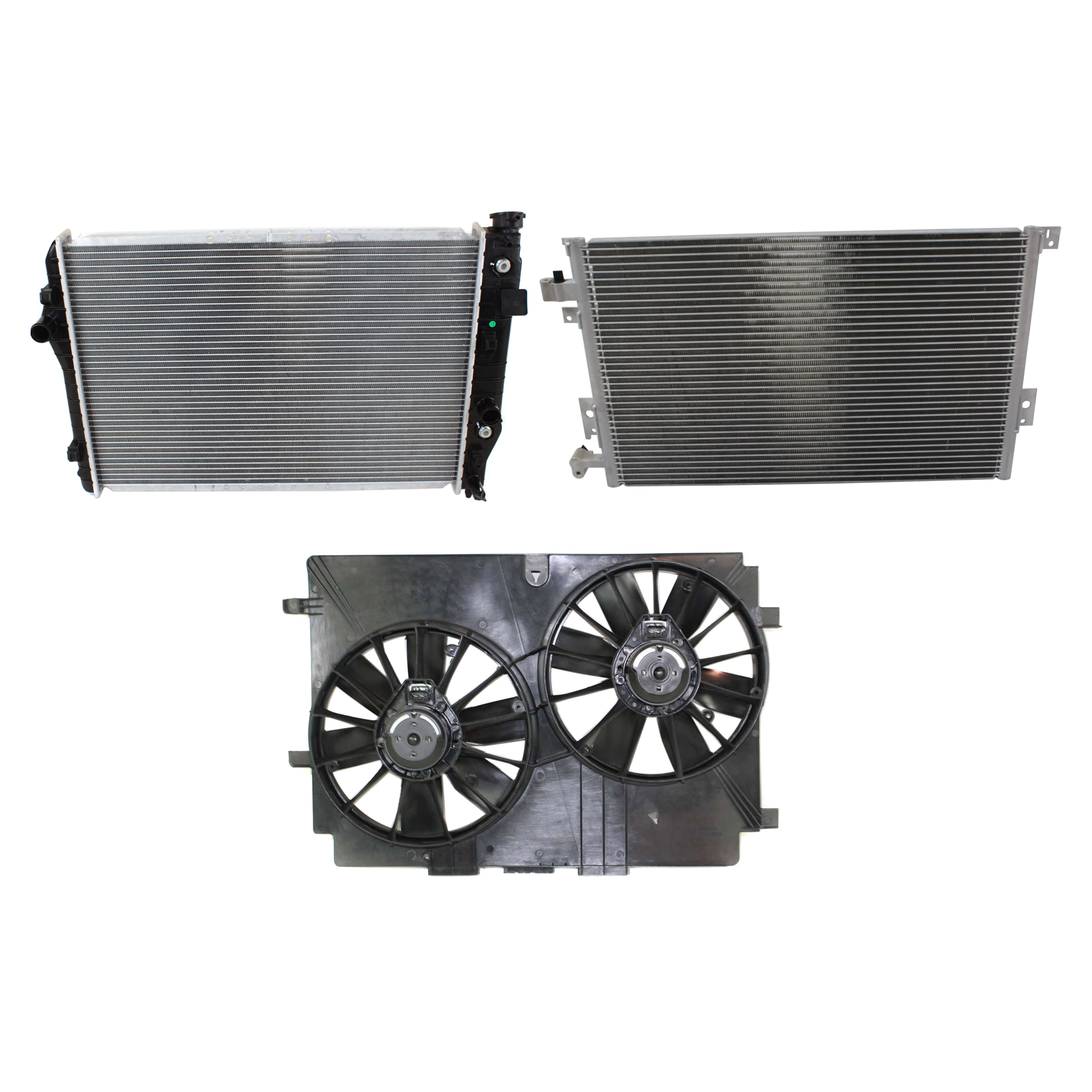AM CAMARO FIREBIRD 98-02 A C CONDENSER RADIATOR COOLING FAN KIT 3 pc kit 5.7L Eng. 8 Cyl. SKU KIT 081024-04 Partslink GM3030136 GM3115141 GM3010176 GM3010178 OEM 524-726-622-210-443-000-000-000-000
