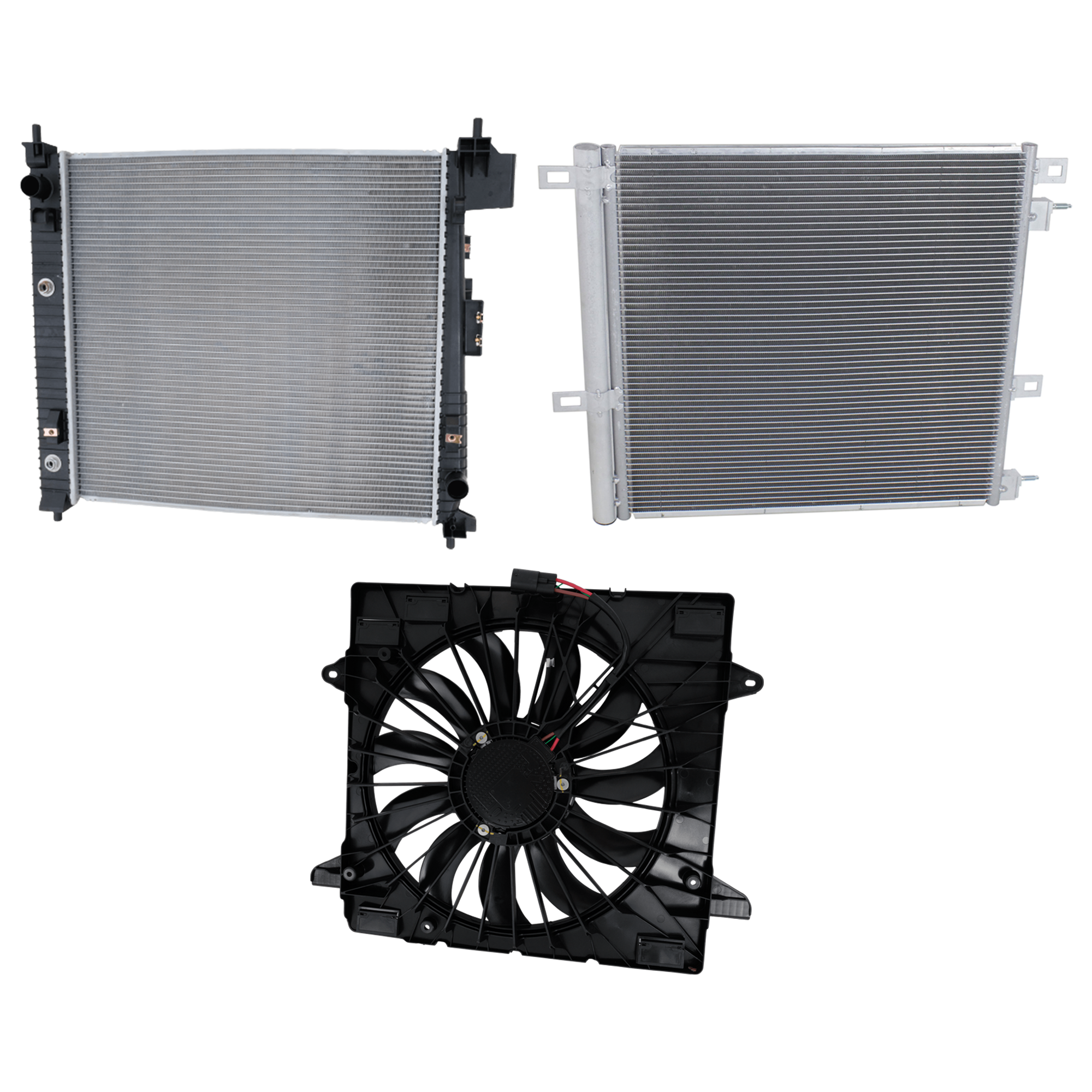 AM ACADIA 20-23 XT6-20-24 A C CONDENSER RADIATOR COOLING FAN KIT 3 pc kit 2.5L 3.6L Eng. 4 and 6 Cyl. SKU KIT 081024-07 Partslink GM3030320 GM3115338 GM3010589 OEM 85557762-84504267-84129805-851