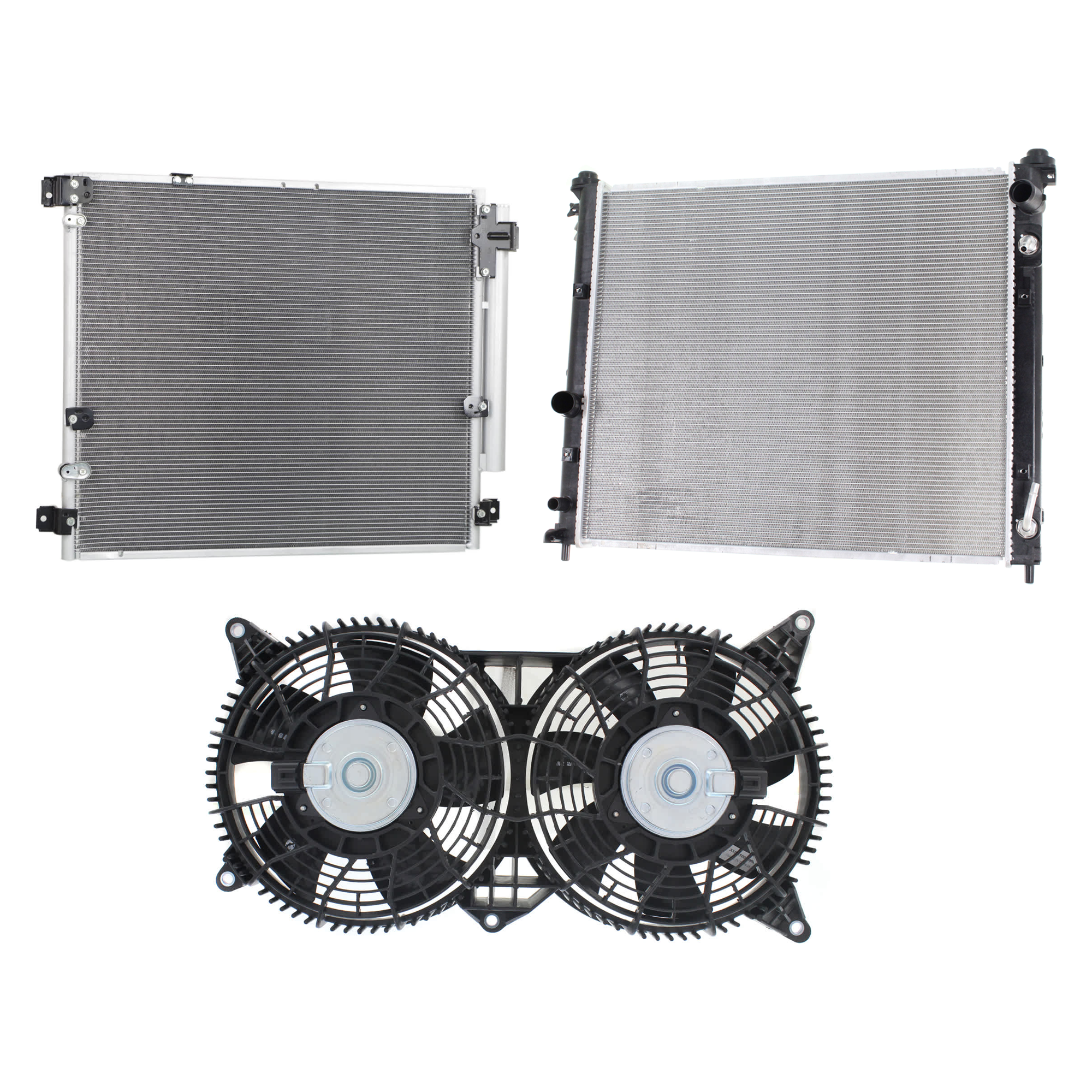 AM STS 07-09 A C CONDENSER RADIATOR COOLING FAN KIT 3 pc kit 4.6L Eng. 8 Cyl. SKU KIT 081024-19 Partslink GM3030263 GM3120101 GM3010579 OEM 89022521-89022525 PFM 19130363