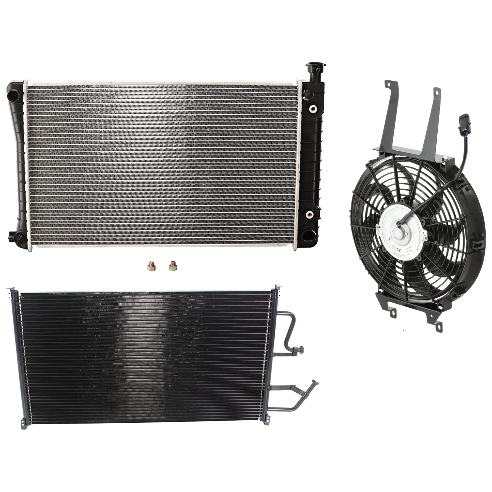 AM C K FULL SIZE P U 88-93 A C CONDENSER RADIATOR COOLING FAN KIT 3 pc kit 5.0L 5.7L Eng. 8 Cyl. SKU KIT 081024-39 Partslink GM3030167 GM3113114 GM3010257 OEM 52469067-15717423-52489379