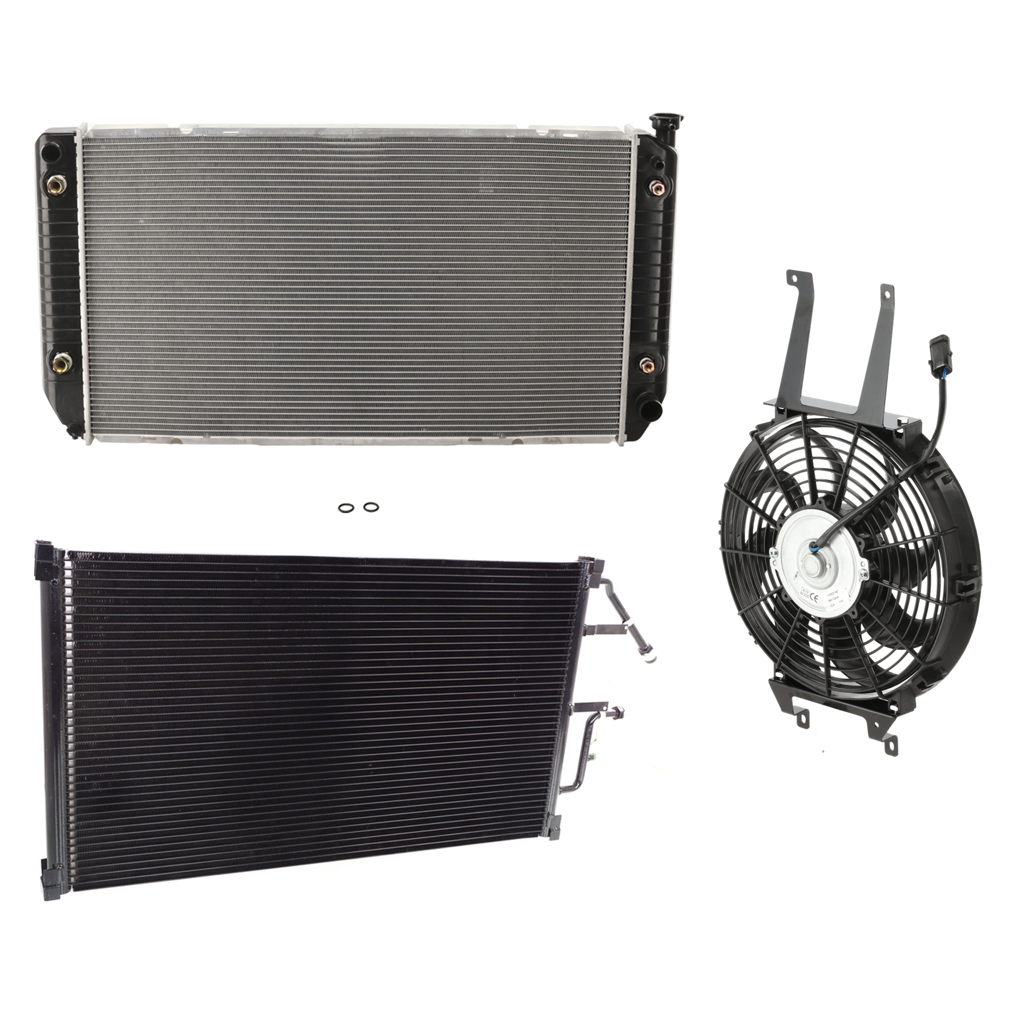 AM C K FULL SIZE P U 94-00 A C CONDENSER RADIATOR COOLING FAN KIT 3 pc kit 7.4L Eng. 8 Cyl. SKU KIT 081024-46 Partslink GM3030158 GM3113114 GM3010242 OEM 524-587-191-571-742-000-000-000