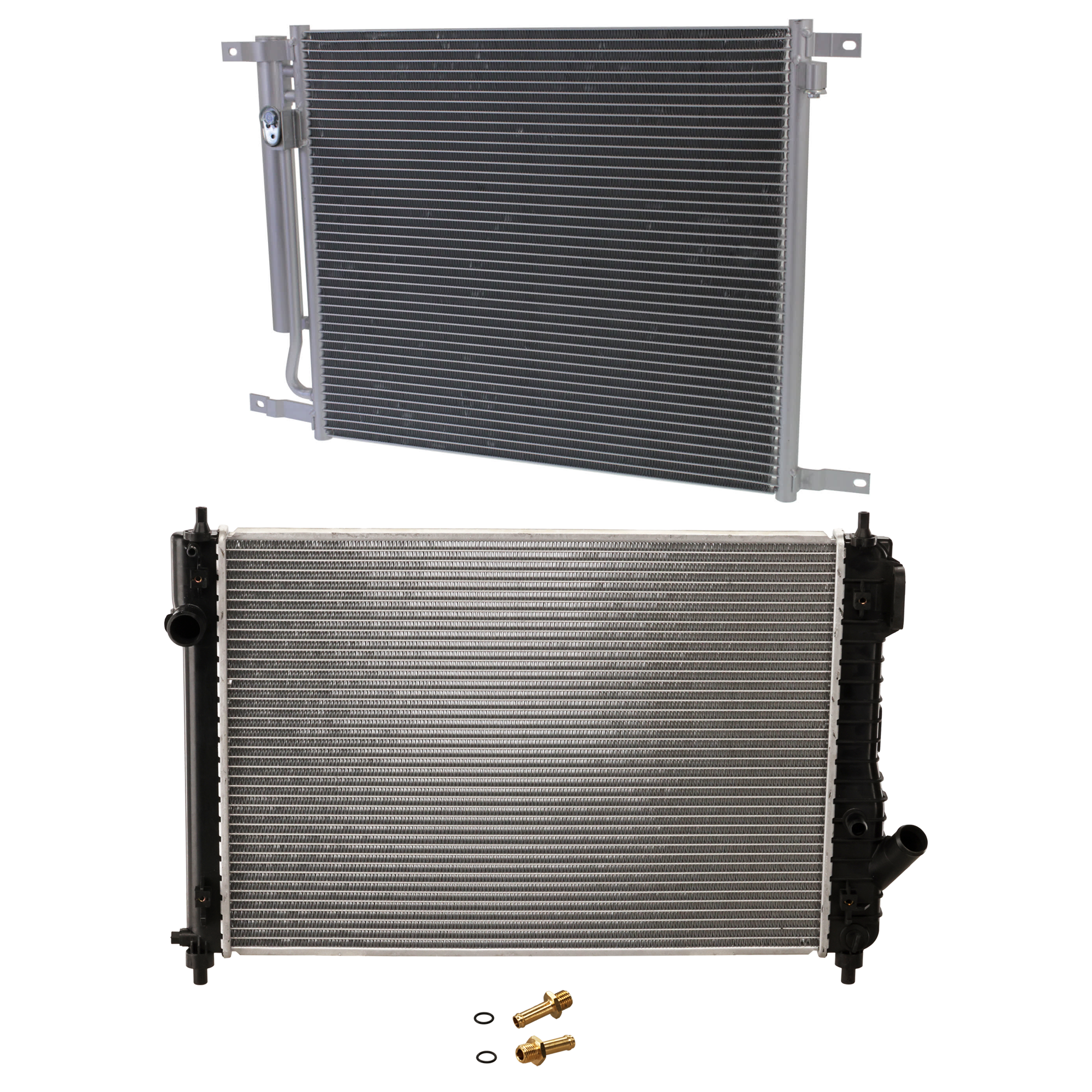 AM AVEO 09-11 G3-09-10 A C CONDENSER RADIATOR KIT 2 pc kit 1.6L Eng. 4 Cyl. SKU KIT 081024-75 Partslink GM3030290 GM3010527 OEM 95227758-95227754