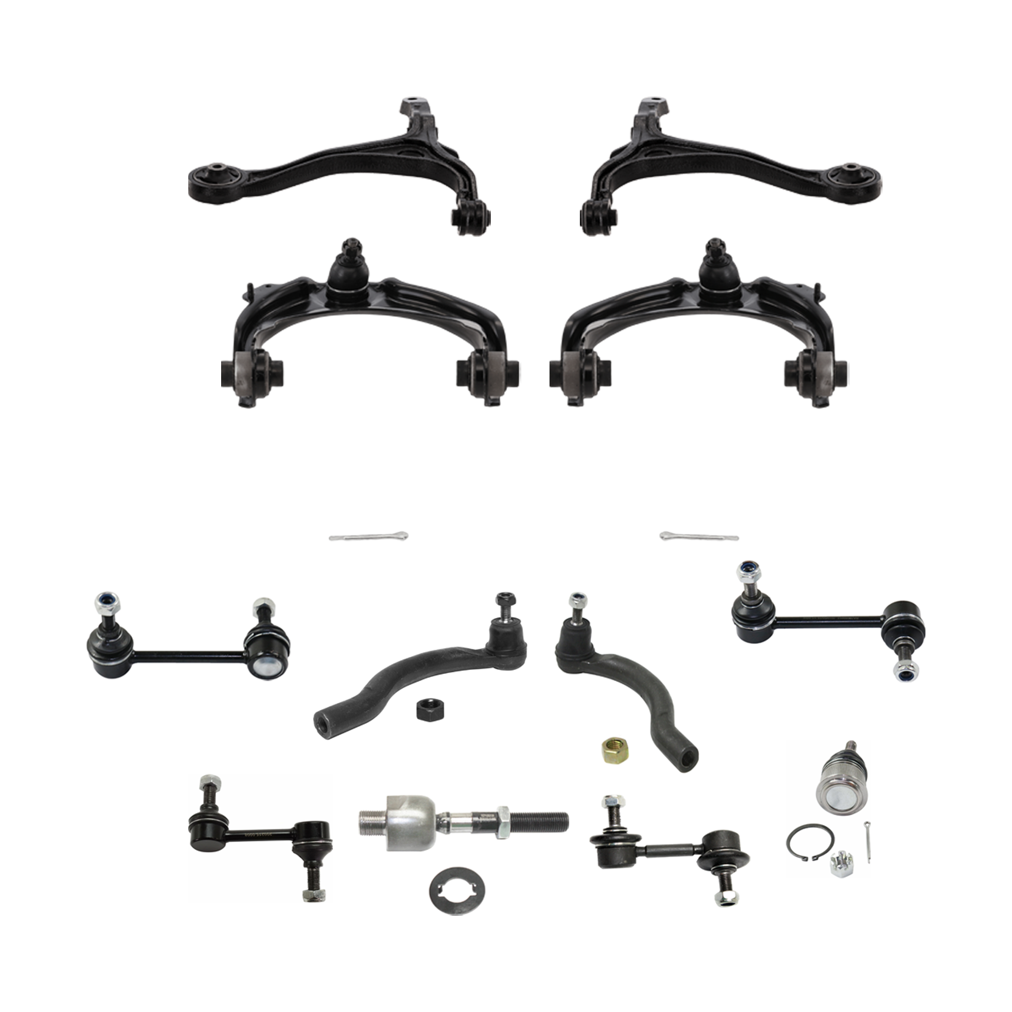 AM ACCORD 03-07 TSX 04-08 FRONT CONTROL ARM RH AND LH Upper and Lower 12 pc Kit with Ball Joint Sway Bar Link and Tie Rod End SKU KIT 081324 C07 OEM 51350SDAA01-51350SDAA03-5135