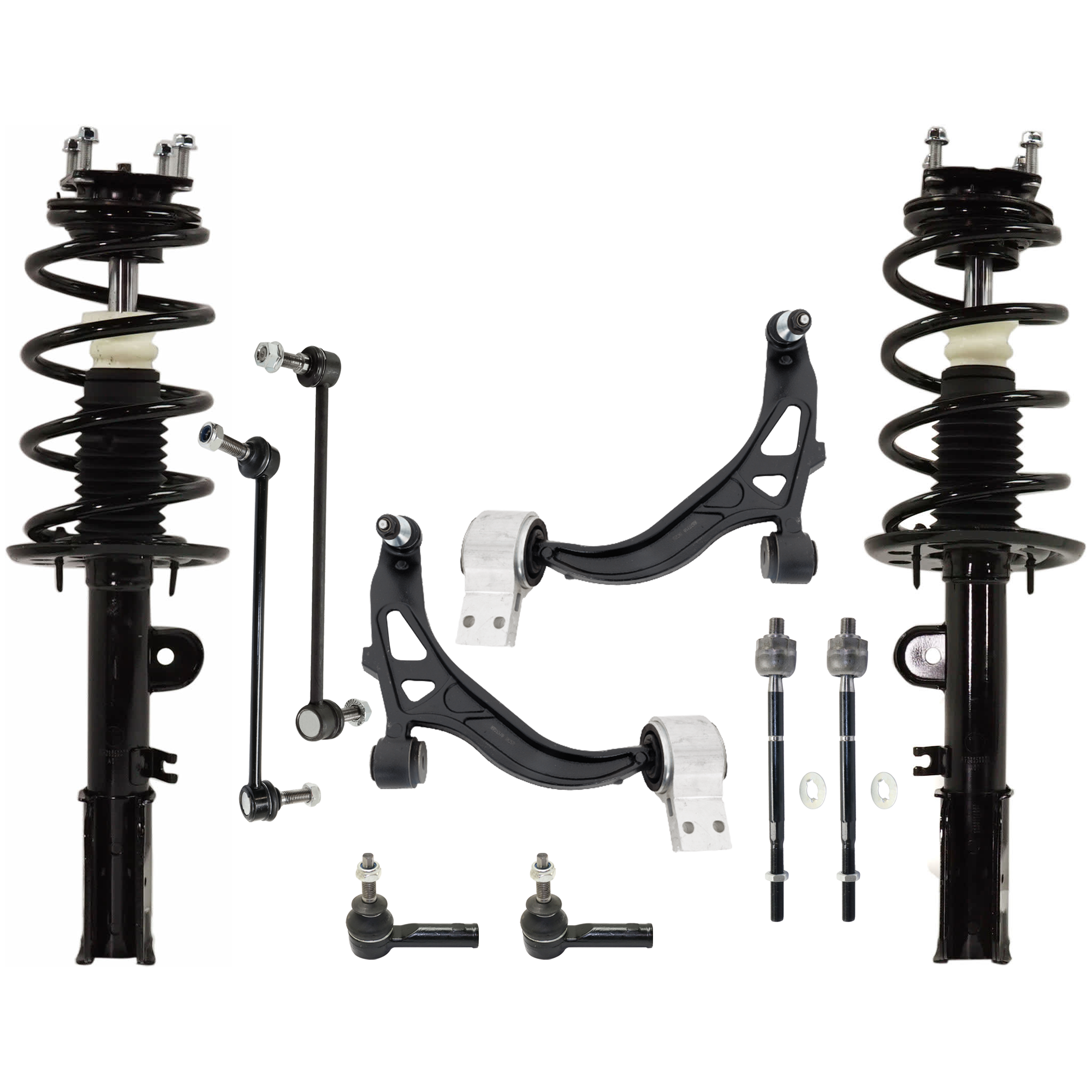 AM EXPLORER 11-13 FRONT FULLY LOADED STRUT RH AND LH 10 pc kit with Control Arms Sway Bar Links and Tie Rod Ends SKU KIT 081324 C103 OEM 2333450R 2701594494 SR4657 DB5