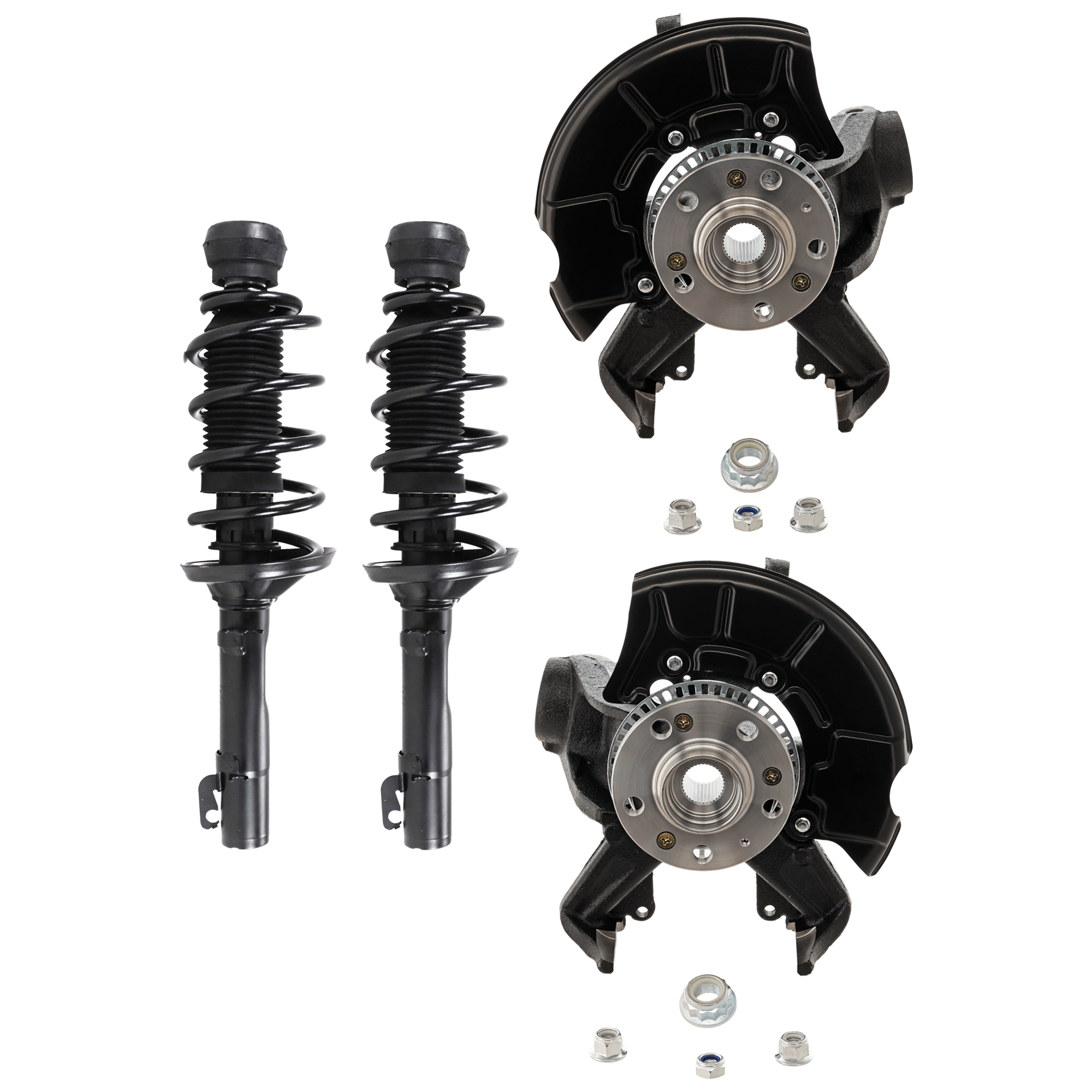 AM BEETLE 98-06 JETTA 99-05 FRONT KNUCKLE RH AND LH 4 pc Kit Steering with Shock Absorber and Strut Assembly SKU KIT 081324 C1182 OEM 510003-9720100-1J0407255AG 1J0