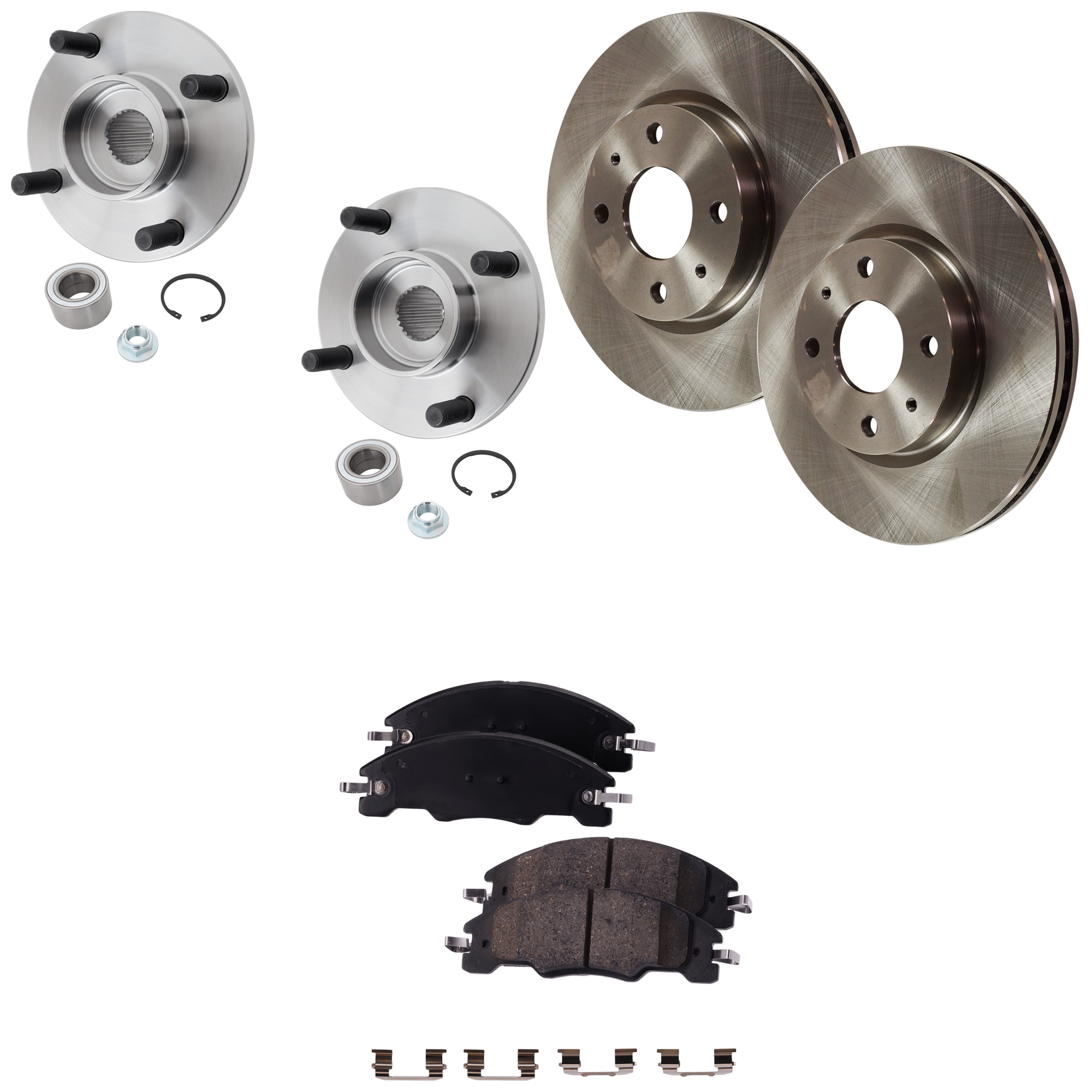 AM FORD 08-11 FRONT BRAKE DISC AND PAD KIT 2 Wheel Set with Wheel Hub SKU KIT 081324 C1193 OEM 9S4Z1125A 8S4Z1125A 8S4Z2001A