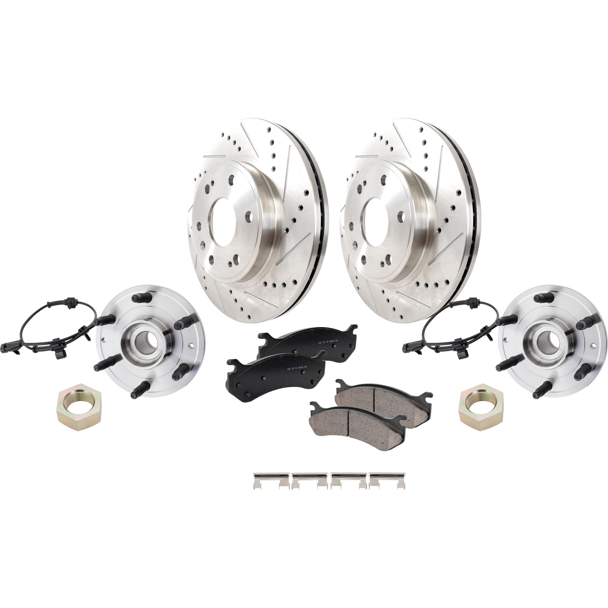 AM SILVERADO SIERRA 1500-99-07 EXPRESS SAVANA 1500-03-08 FRONT HUB ASSEMBLY RH AND LH 6 pc Kit 6 Studs 6 x 5.5 in. Bolt Pattern with Brake Disc and Brake Pad Set SKU KIT 081324 C1207 OEM 19209040-15233113-15112382-199