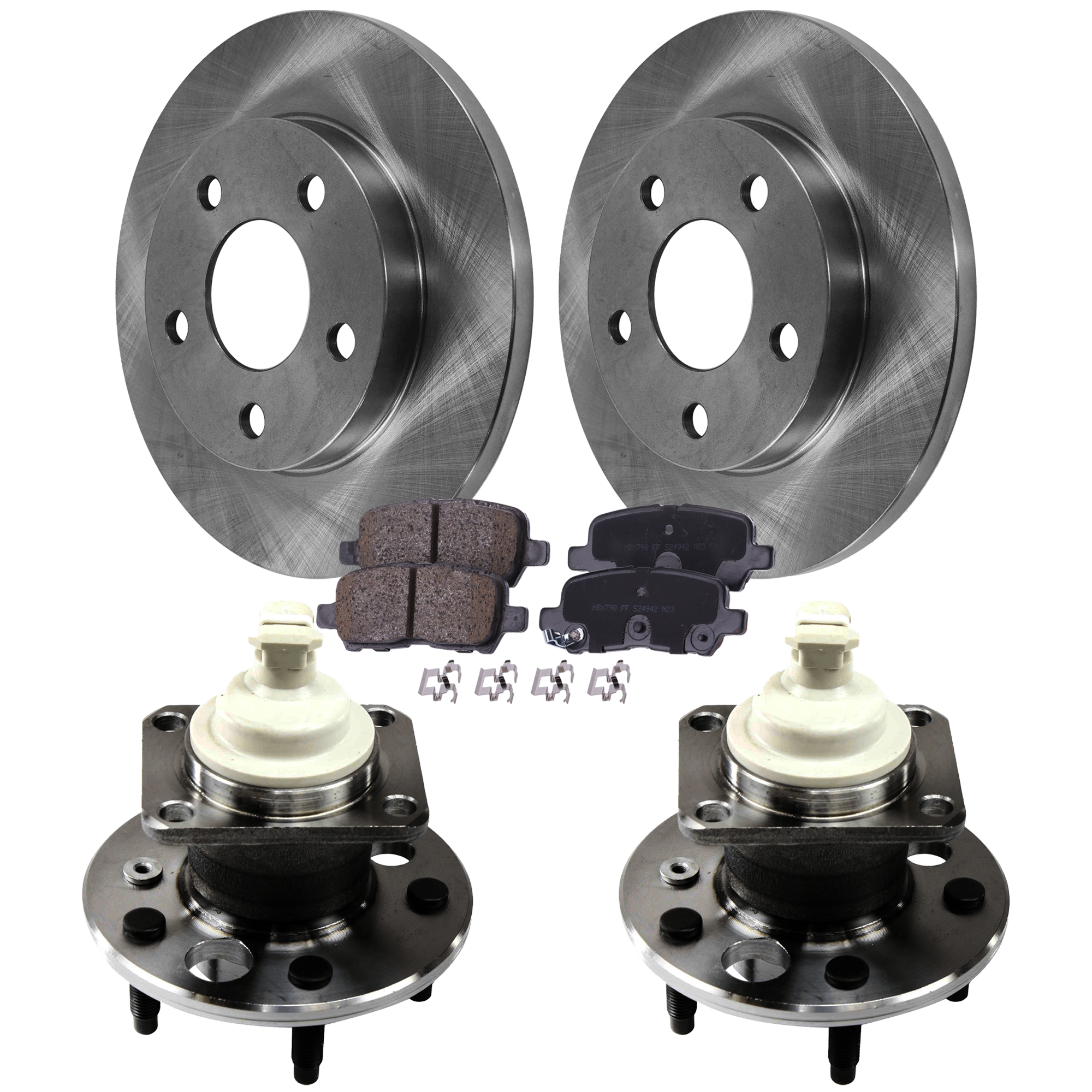 AM GRAND PRIX 04-08 REAR HUB ASSEMBLY RH=LH 5 pc Kit with Brake Disc and Brake Pad Set SKU KIT 081324 C1215 OEM 88964177-18048699-18048690-192