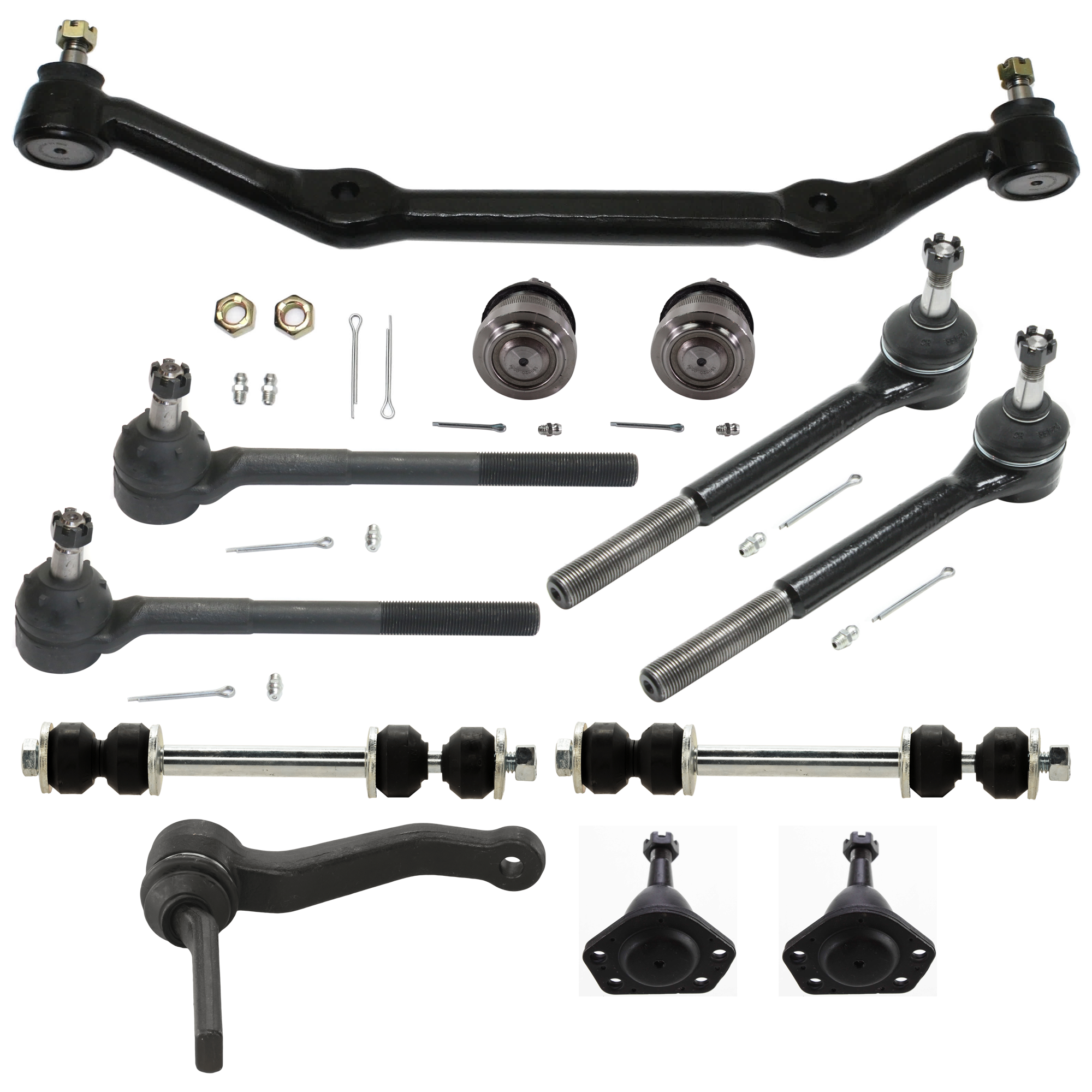 AM S10 BLAZER 83-94 BLAZER 95-95 CENTER LINK Front 12 pc Kit with Ball Joint Idler Arm Sway Bar Link and Tie Rod End SKU KIT 081324 C136 OEM 346322-1386001-2721591-4351