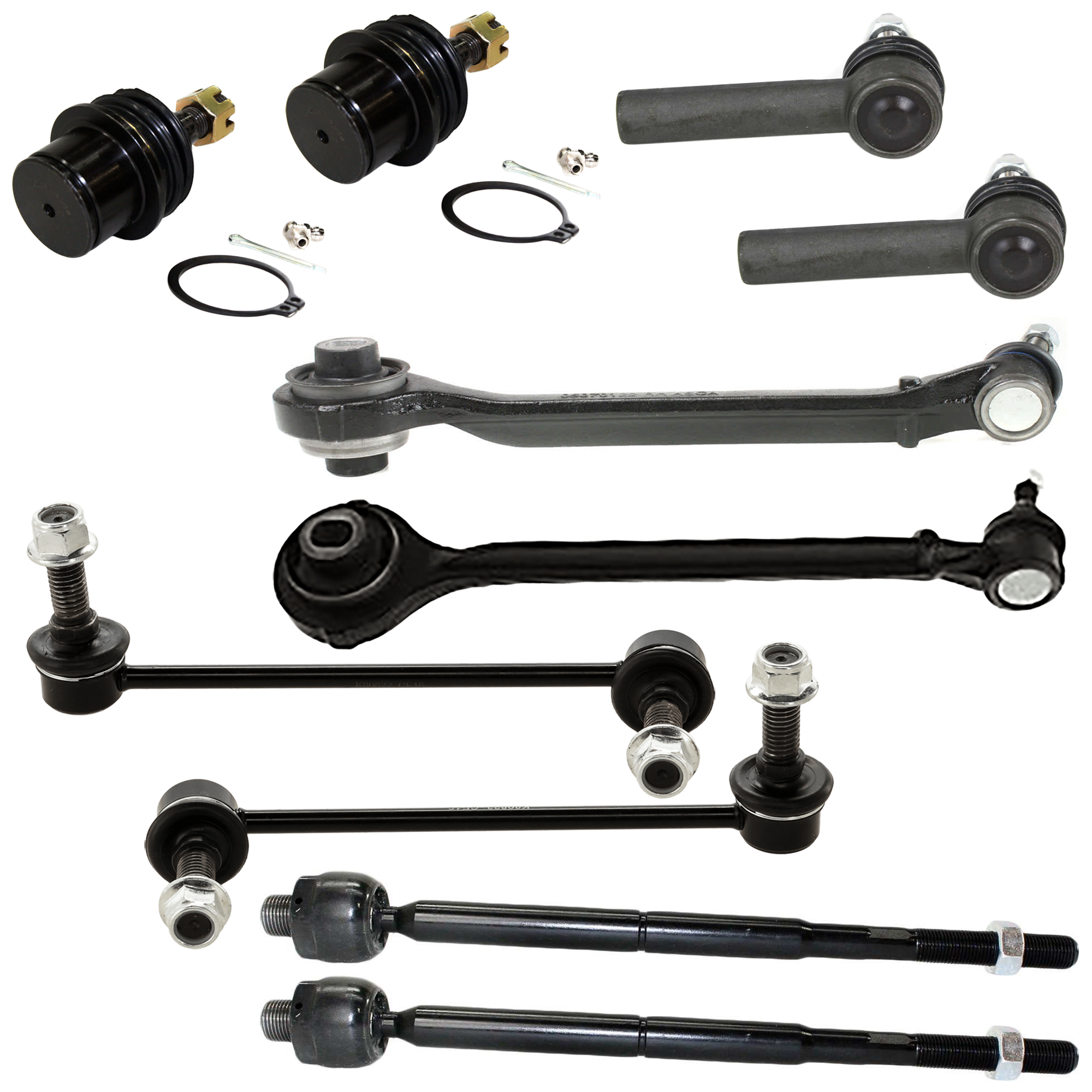 AM CHRYSLER 300-05-10 FRONT CONTROL ARM RH AND LH Lower Forward w ball joint s 10 pc Kit with Ball Joint Sway Bar Link and Tie Rod End SKU KIT 081324 C137 OEM 4782612AC 4782612AD 5180606A