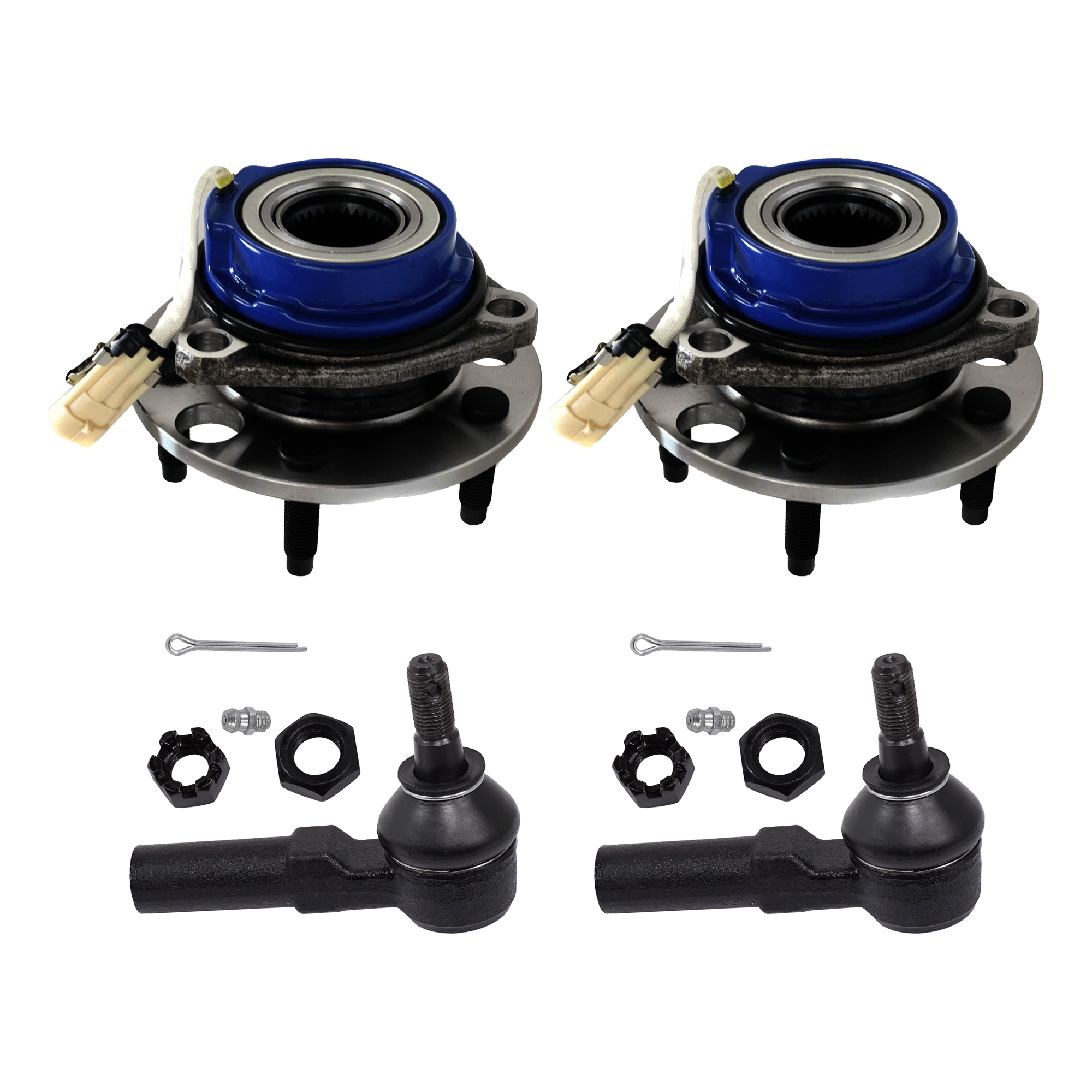 AM CENTURY 94-96 HUB ASSEMBLY 4 pc kit with Tie Rod End SKU KIT 081324 C1555 OEM 2075-2076-513087-713087-951033