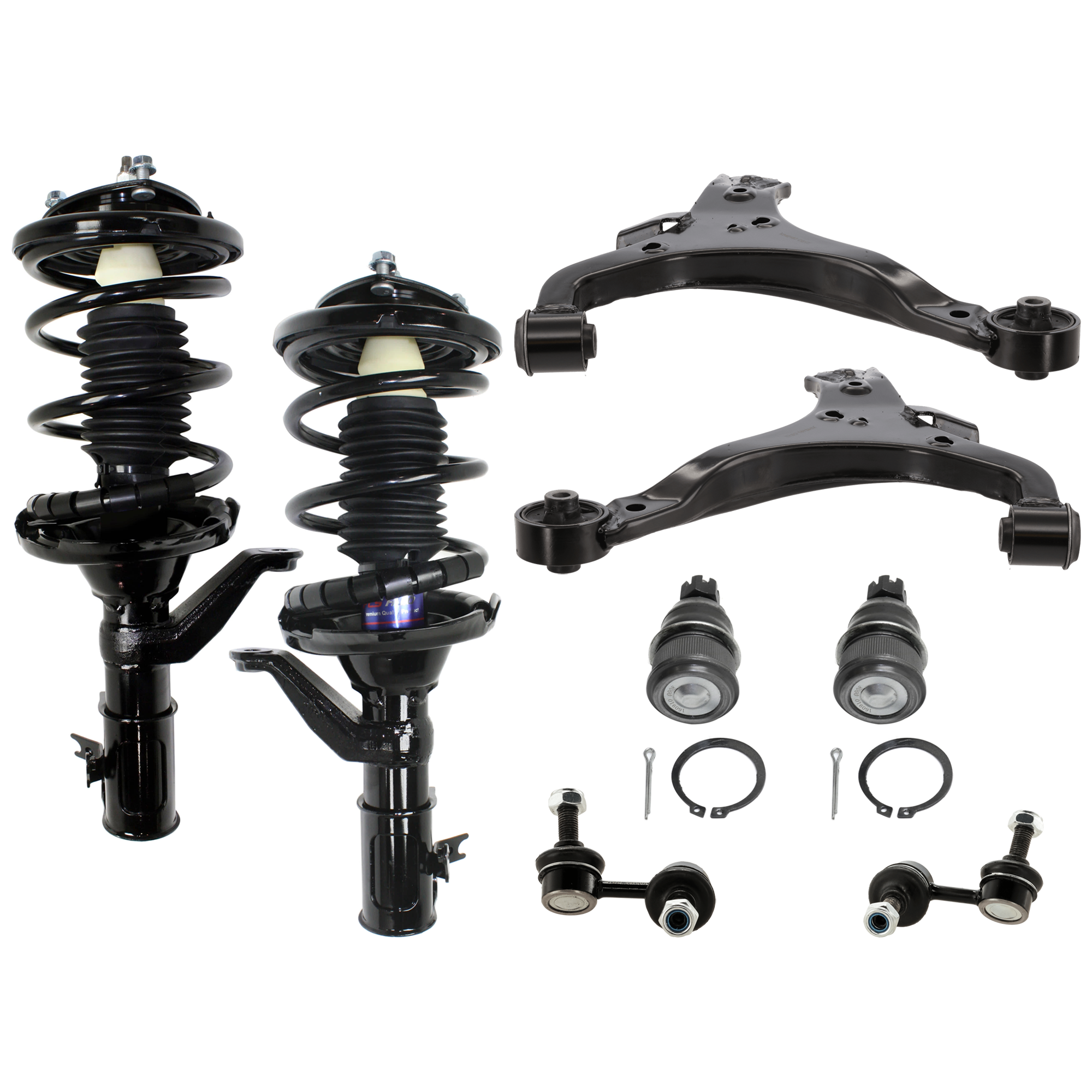 AM CIVIC 03-05 FRONT FULLY LOADED STRUT RH AND LH 8 pc kit with Ball Joints Control Arms and Sway Bar Links SKU KIT 081324 C155 OEM 51601S5TA04-51605S5AC02-5160