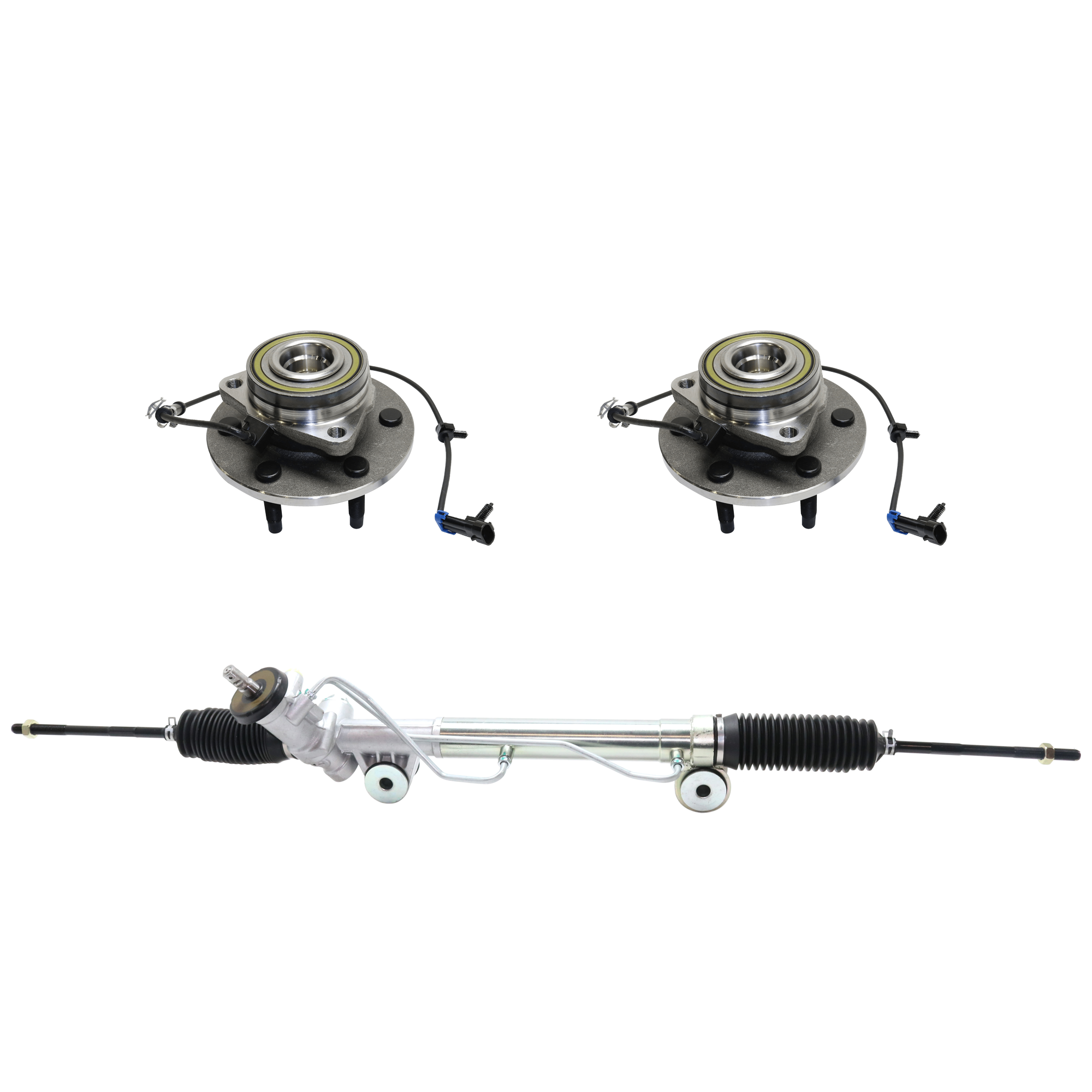 AM SILVERADO 1500-99-04 STEERING RACK 3 pc Kit with Wheel Hub SKU KIT 081324 C1593 OEM 19133675-26079794-26087761-260