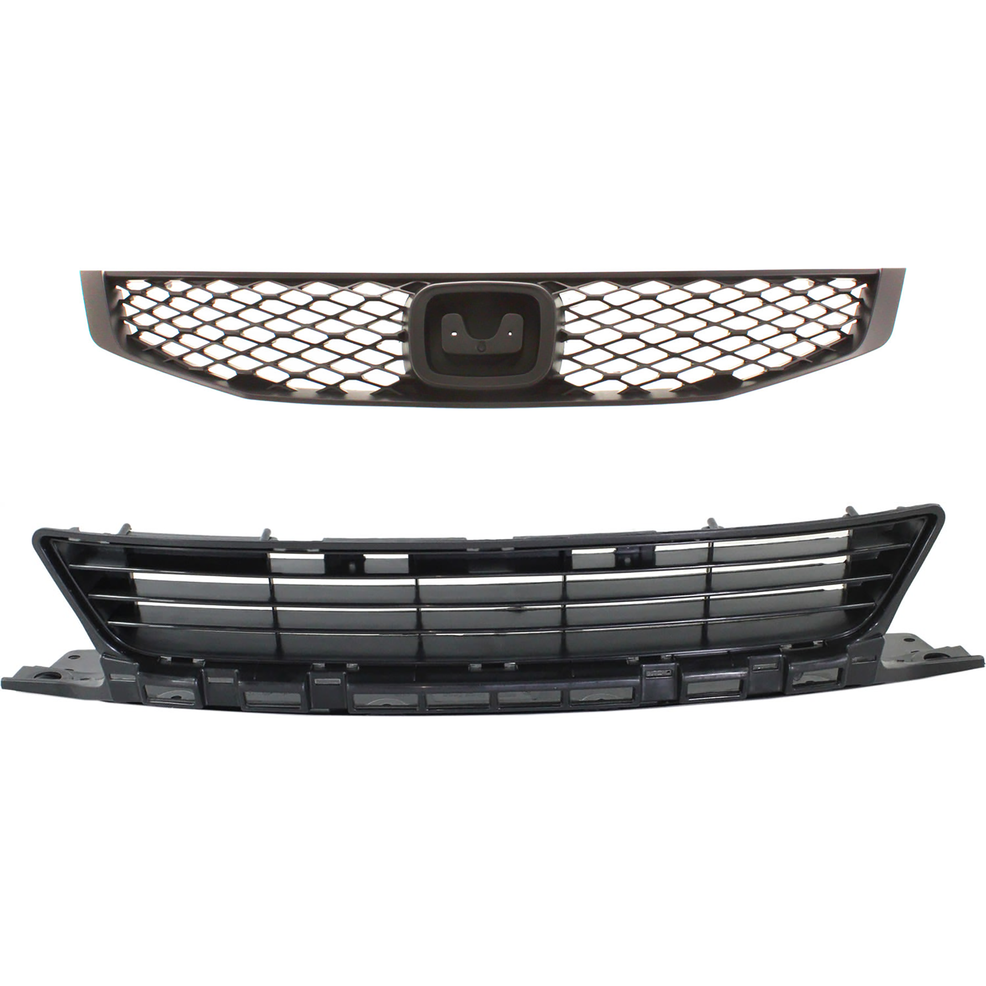 AM CIVIC 09-11 FRONT BUMPER GRILLE Center 2 pc kit Textured Black Coupe with Grille Assembly SKU KIT 081324 C1693 Partslink HO1036107 HO1200199 OEM 71107SVAA50-71121SVAA50