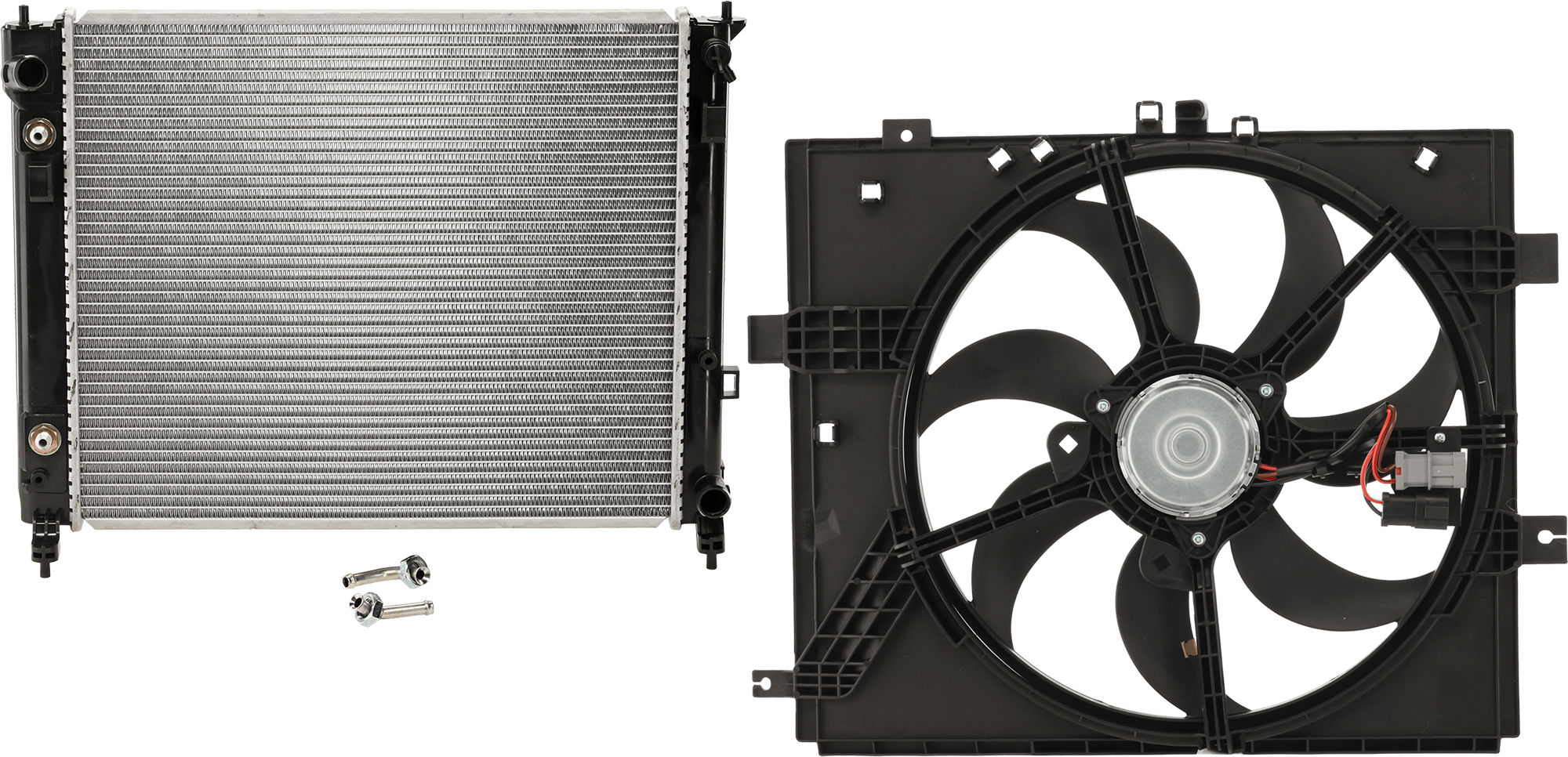 AM VERSA 12-19 RADIATOR 2 pc kit 4 cyl. 1.6L Engine SKU KIT 081324 C1828 Partslink NI3010222 NI3115143 OEM 214601HS3B 214603VB3A 214819KK