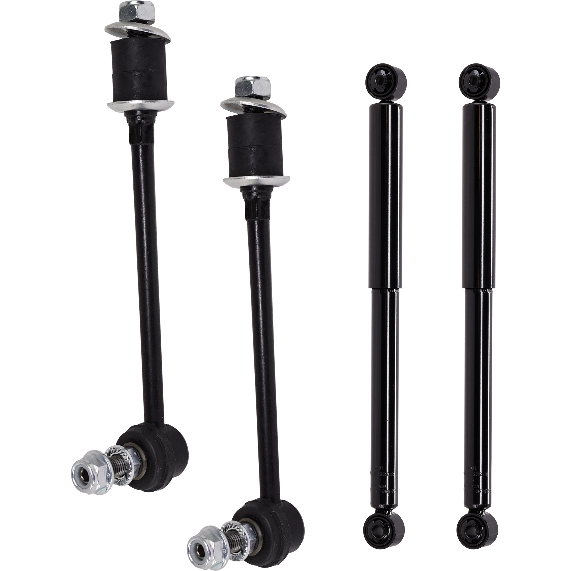 AM PATHFINDER 99-04 QX4-99-03 REAR SHOCK RH AND LH Gas Charged Twin tube 4 pc Kit with Strut Assembly and Sway Bar Link SKU KIT 081324 C1989 OEM 543021W226-543021W227-5626041G