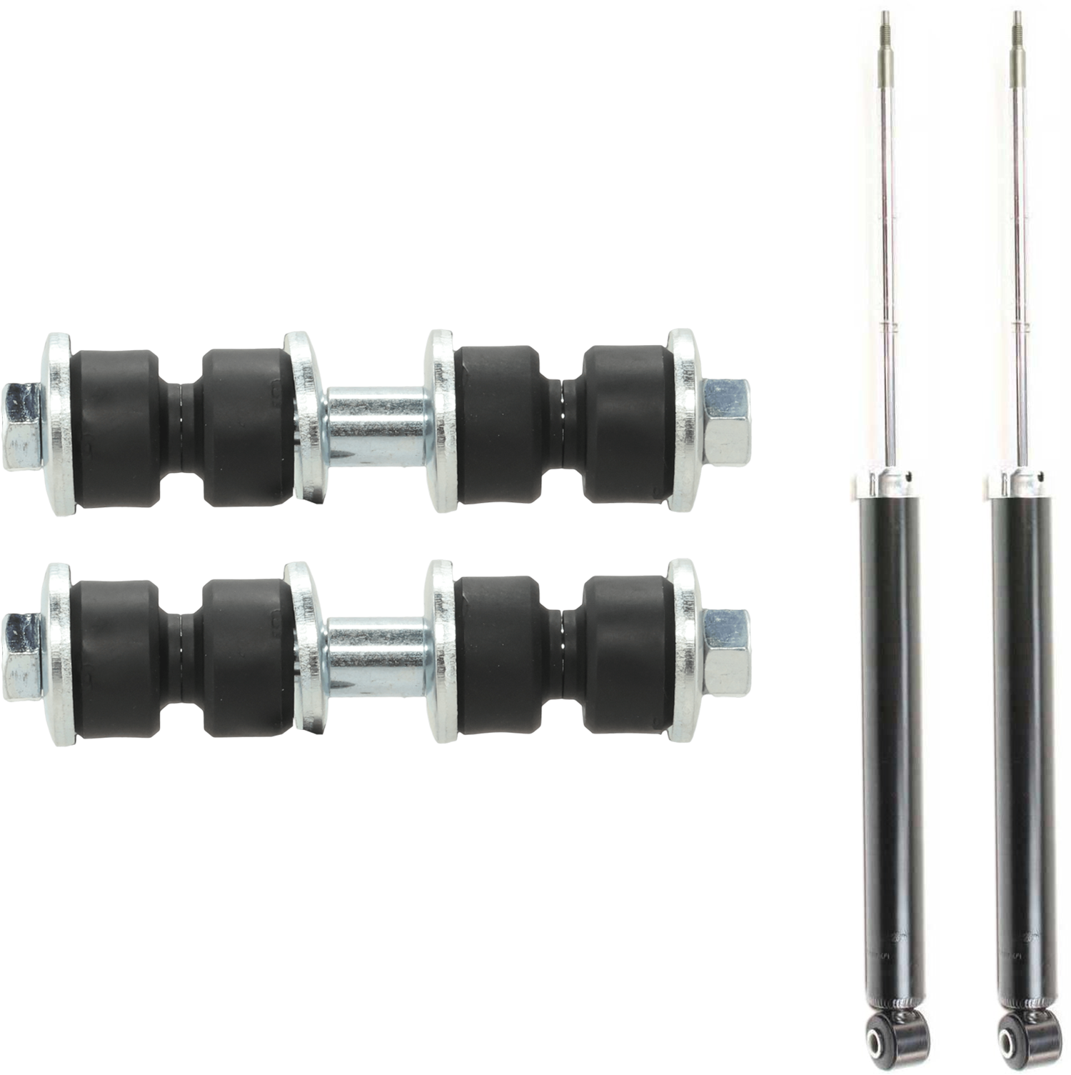 AM FOCUS 00-11 REAR SHOCK ABSORBER RH AND LH 4 pc Kit Gas Charged Twin tube w Sway Bar Link SKU KIT 081324 C2030 OEM 8S4Z18125C 5S4Z5495AA