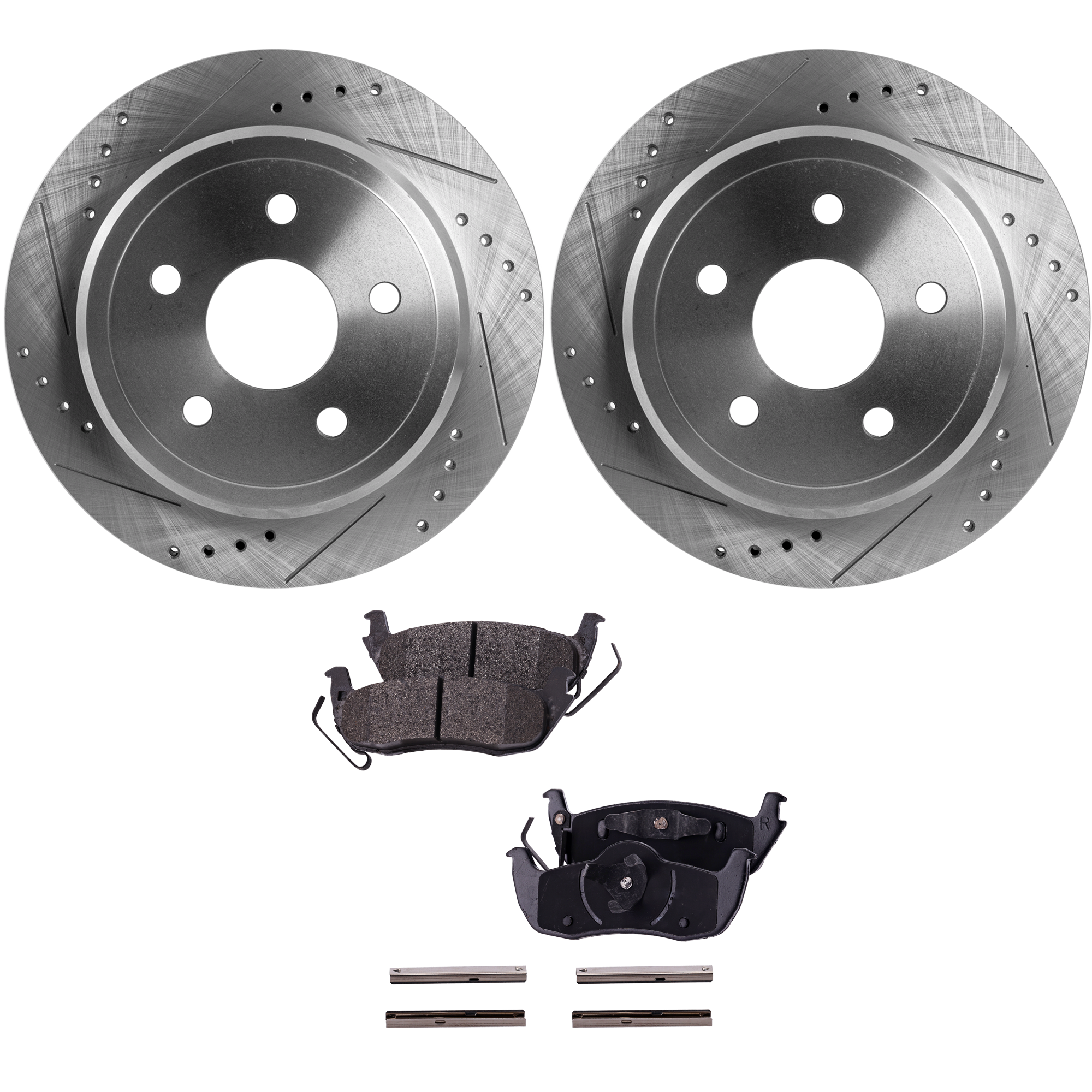 AM GRAND CHEROKEE 05-10 REAR BRAKE DISC AND PAD KIT 4 pc Kit SKU KIT 081324 C2097 OEM 43083-53027-780296-48880296-60