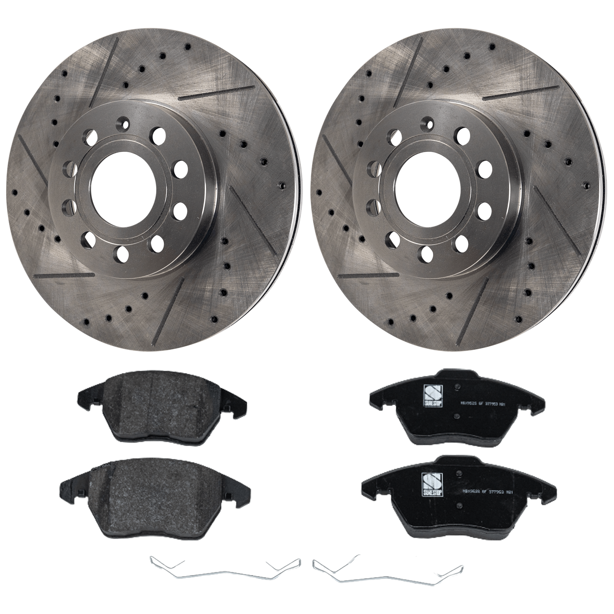 AM JETTA 10-18 FRONT BRAKE DISC AND PAD KIT 2 Wheel Set SKU KIT 081324 C2102 OEM 34303-45111-900412-60074028-45