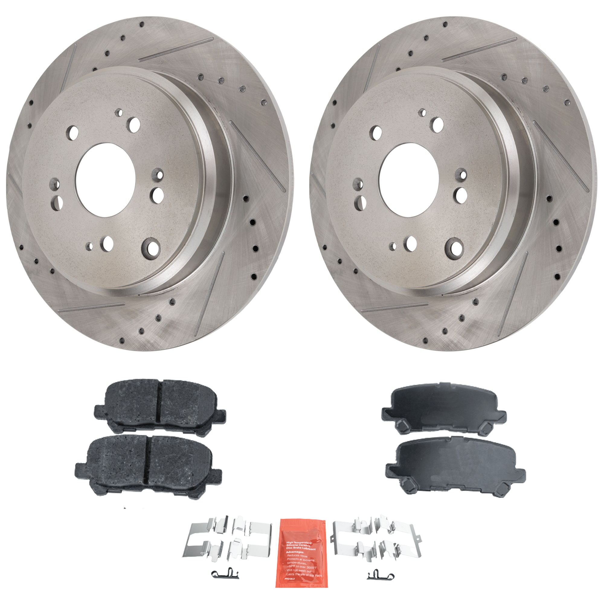 AM MDX 07-13 REAR BRAKE DISC AND PAD KIT 2 Wheel Set SKU KIT 081324 C2112 OEM 31469-44606-0833323-900532-600