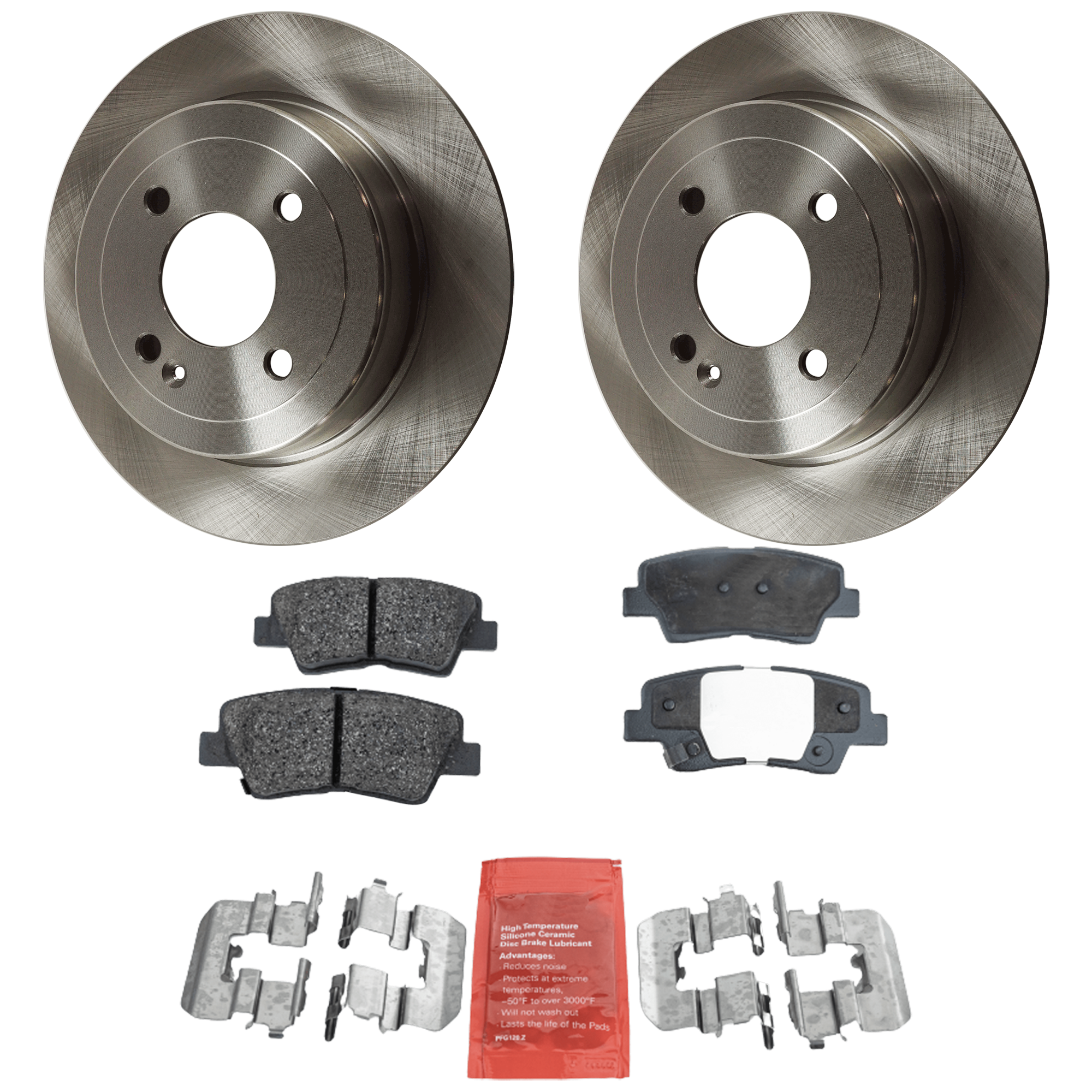AM ACCENT 12-21 REAR BRAKE DISC AND PAD kit 4 pc kit SKU KIT 081324 C2115 OEM 44744-0833542-850328-980980-60