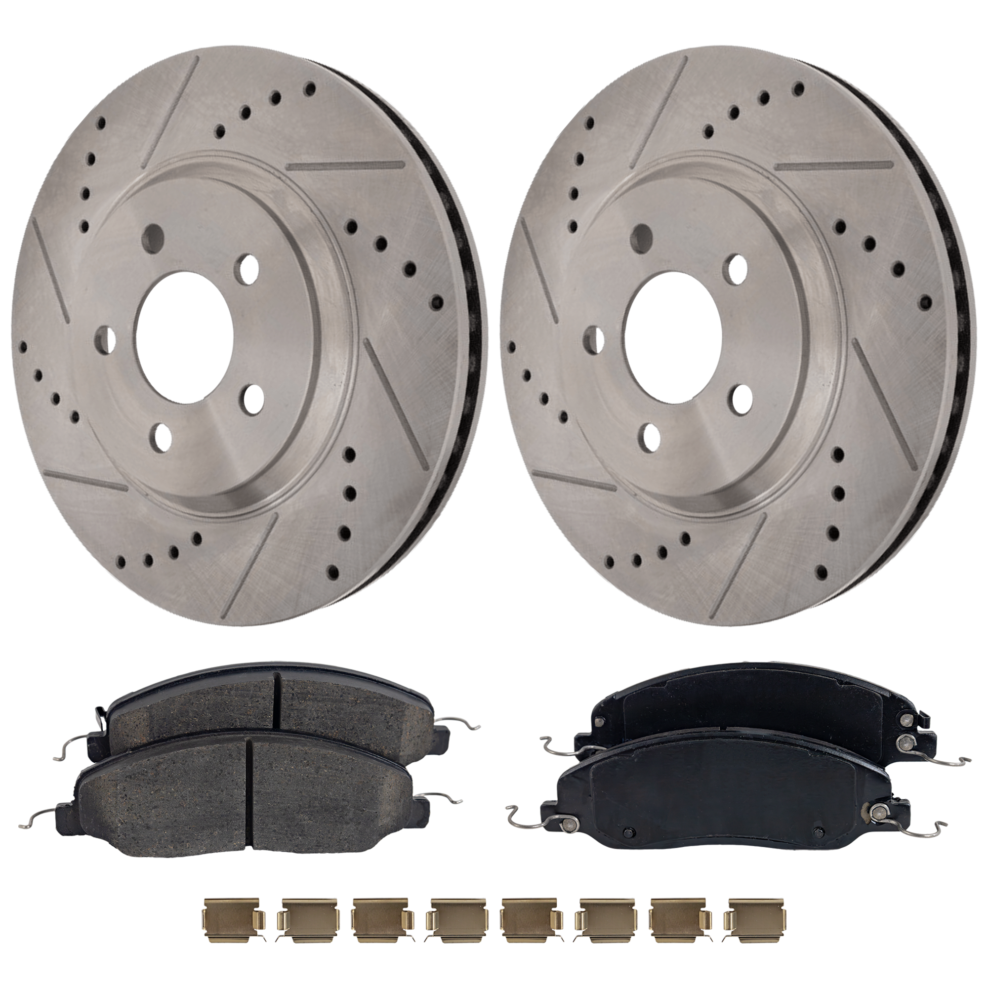 AM MUSTANG 11-14 FRONT BRAKE DISC AND PAD KIT 2 Wheel Set SKU KIT 081324 C2123 OEM 42134-54134-680326-900242-6005