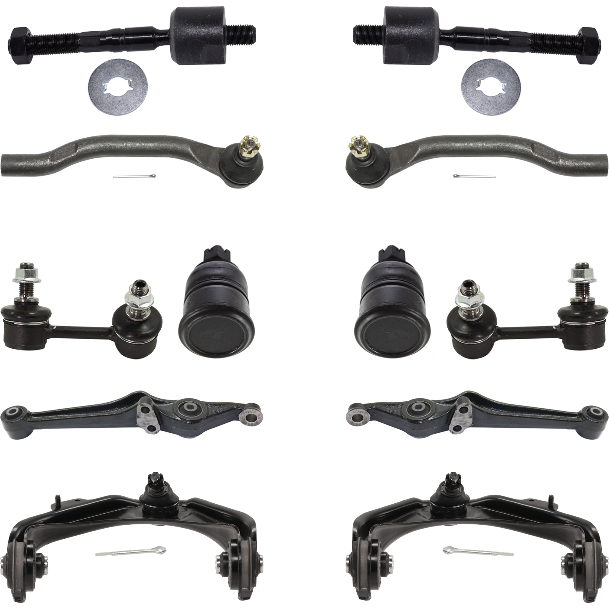 AM ACCORD 98-02 FRONT CONTROL ARM RH AND LH Upper and Lower 12 pc kit with Sway Bar Link Tie Rod End and Ball Joint SKU KIT 081324 C21 OEM 51355S84A00-51365S84A00-5145