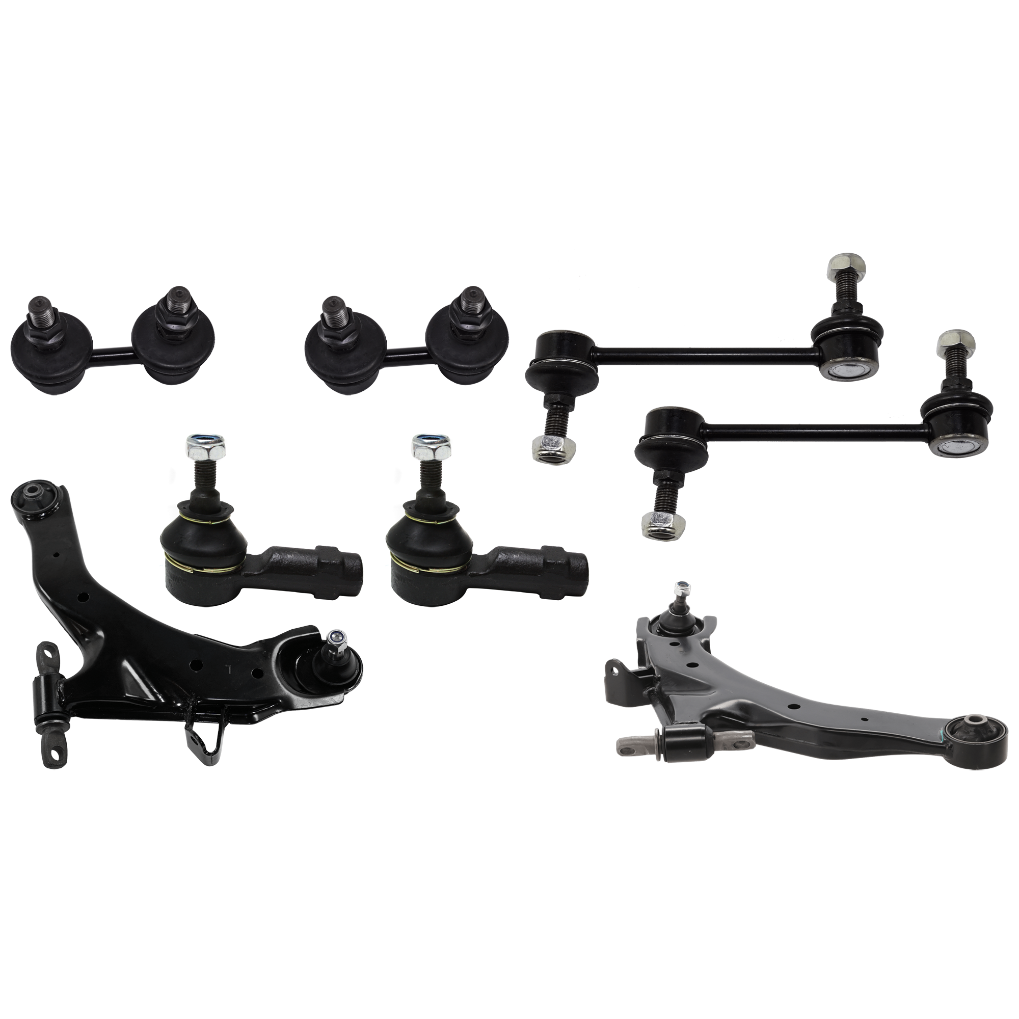 AM ELANTRA 01-06 SUSPENSION KIT 8 pc Kit with Sway Bar Link and Tie Rod End SKU KIT 081324 C254 OEM 545012D002-545002D002-54830345