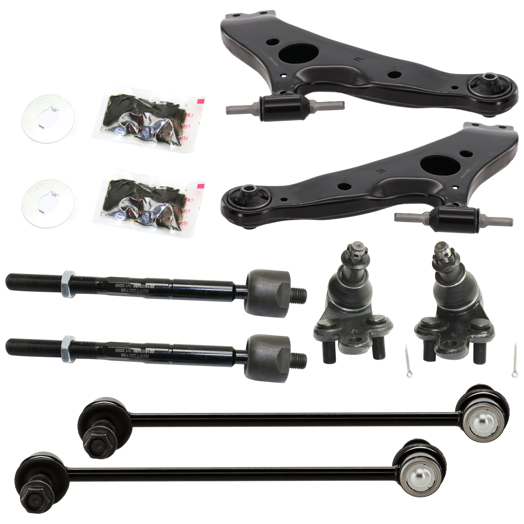 AM SIENNA 04-10 FRONT CONTROL ARM RH AND LH Lower w o ball joint s 8 pc Kit with Ball Joint Tie Rod End and Sway Bar Link SKU KIT 081324 C284 Partslink TO4522102 OEM 4806808021-4806908021-104307