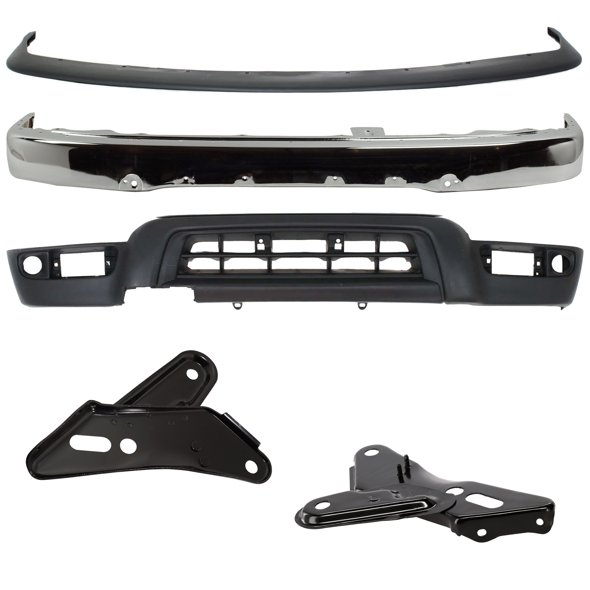 AM 4RUNNER 99-02 FRONT BUMPER 5 pc kit w Bumper Trim Valance and Bumper Bracket SKU KIT 081324 C348 Partslink TO1002168 TO1066126 TO1067126 TO1087108 TO1095182 OEM 5210135660-5201235070-52011350