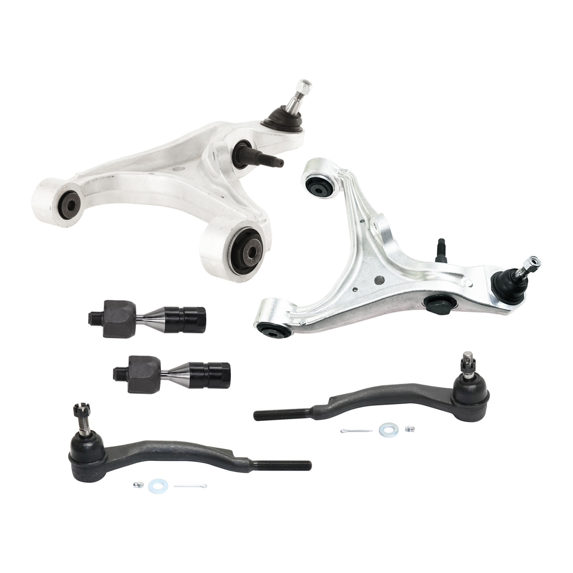 AM CTS 08-14 FRONT CONTROL ARM RH AND LH Lower Inner and Outer w ball joint s 6 pc Kit with Tie Rod End SKU KIT 081324 C360 OEM 25862781-25862782-19177441-191