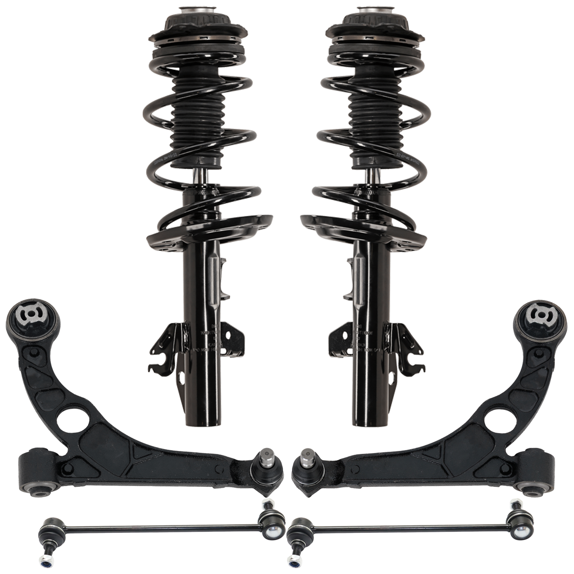 AM DART 13-16 FRONT SUSPENSION KIT RH AND LH 6 pc kit with Control Arms Loaded Struts and Sway Bar Links SKU KIT 081324 C365 OEM LS3485621R 11726-5168110AH 233