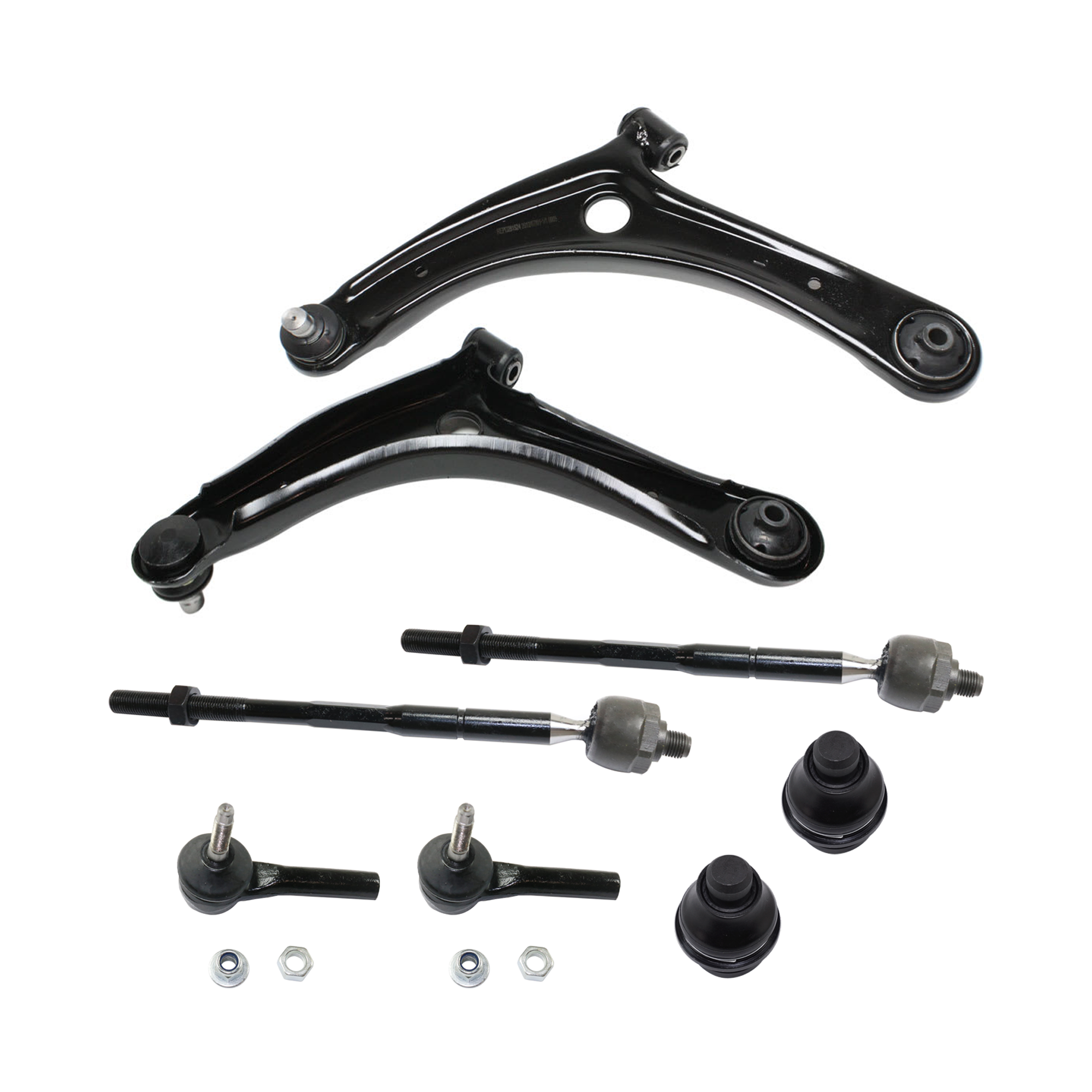 AM CALIBER 07-12 COMPASS 07-17 FRONT CONTROL ARM RH AND LH Lower w ball joint s 8 pc Kit with Ball Joint and Tie Rod End SKU KIT 081324 C410 OEM 5105040AI 5105041AI 2601724-50