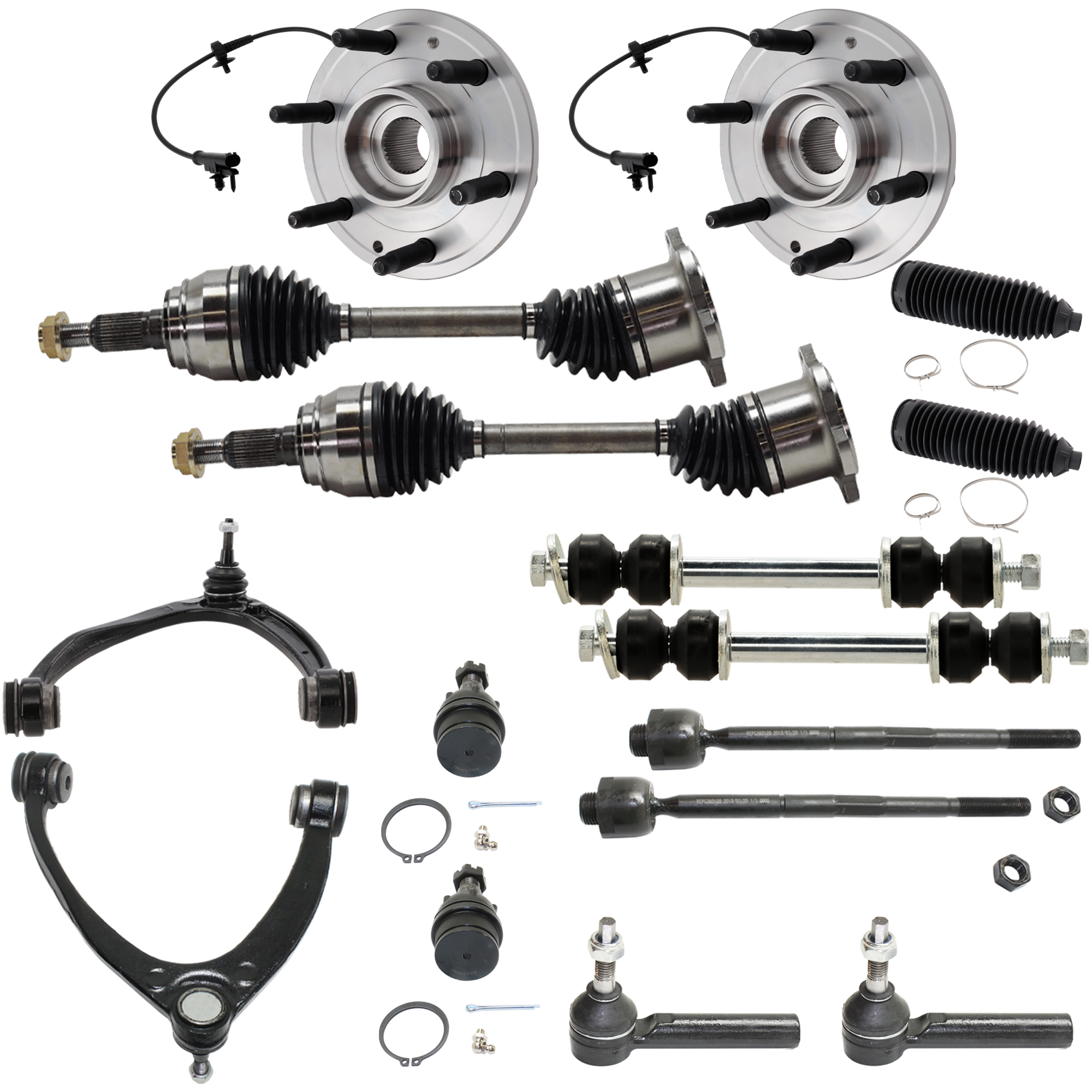 AM ESCALADE ESV 07-14 FRONT CV AXLE ASSEMBLY RH AND LH 16 pc Kit SKU KIT 081324 C41 OEM 104327-2601528-5051272-1247281