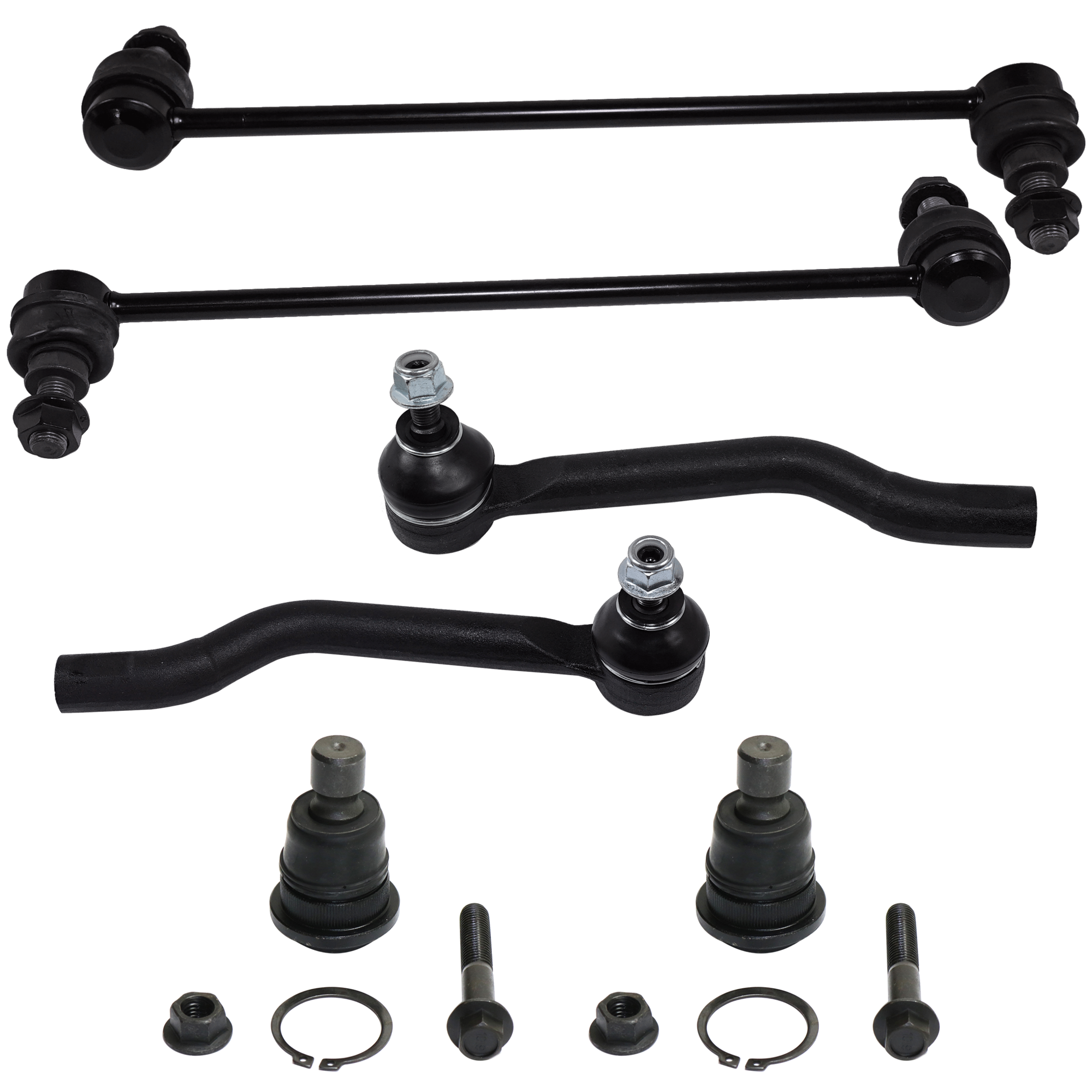 AM ROGUE 04-18 FRONT TIE ROD RH AND LH 6 pc kit with Ball Joint and Sway Bar Links SKU KIT 081324 C472 OEM D85204BA0A D86404BA0A 2601609