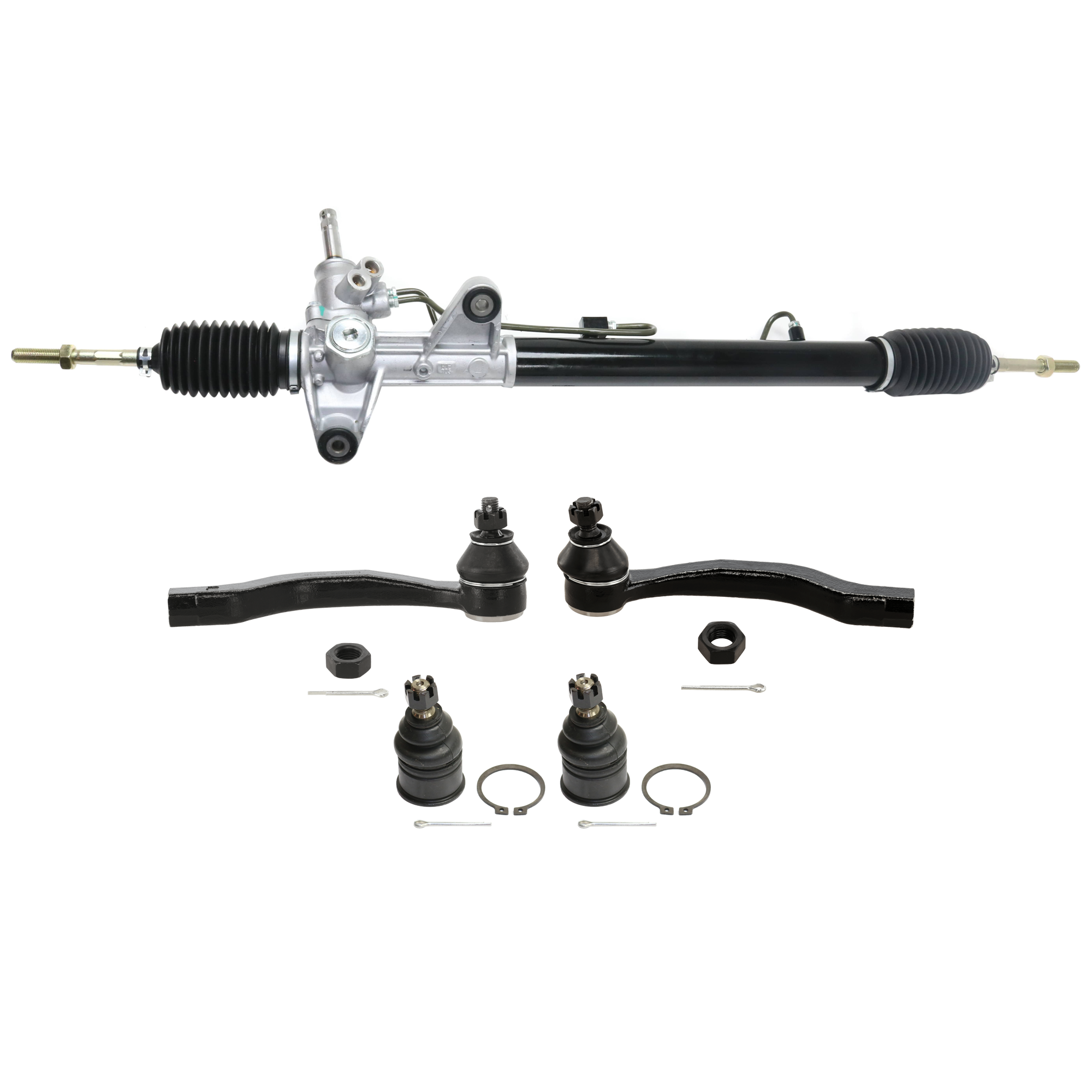 AM CIVIC 96-00 EL 97-00 STEERING RACK Power w Inner Tie Rods 5 pc Kit with Ball Joint and Tie Rod End SKU KIT 081324 C547 OEM 53010S04000-53010S04J51-53601S
