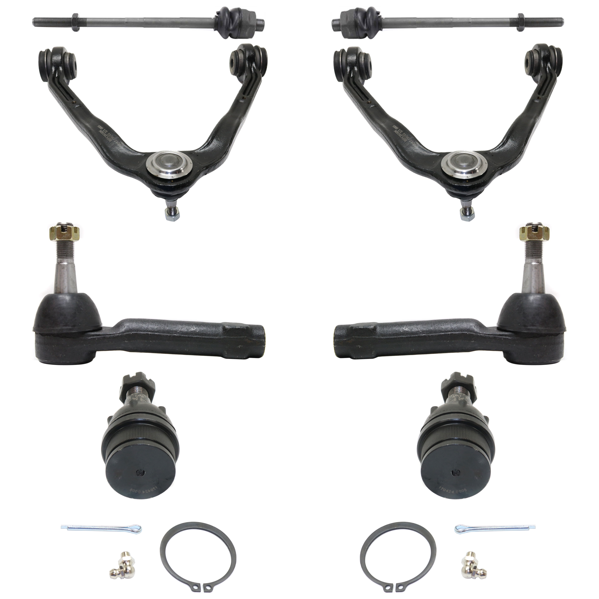 AM SILVERADO 1500-99-06 SIERRA 1500 CLASSIC 07-07 FRONT CONTROL ARM Upper 8 pc kit w Ball Joint and Tie Rod End SKU KIT 081324 C560 OEM 12475485-15047200-15864153