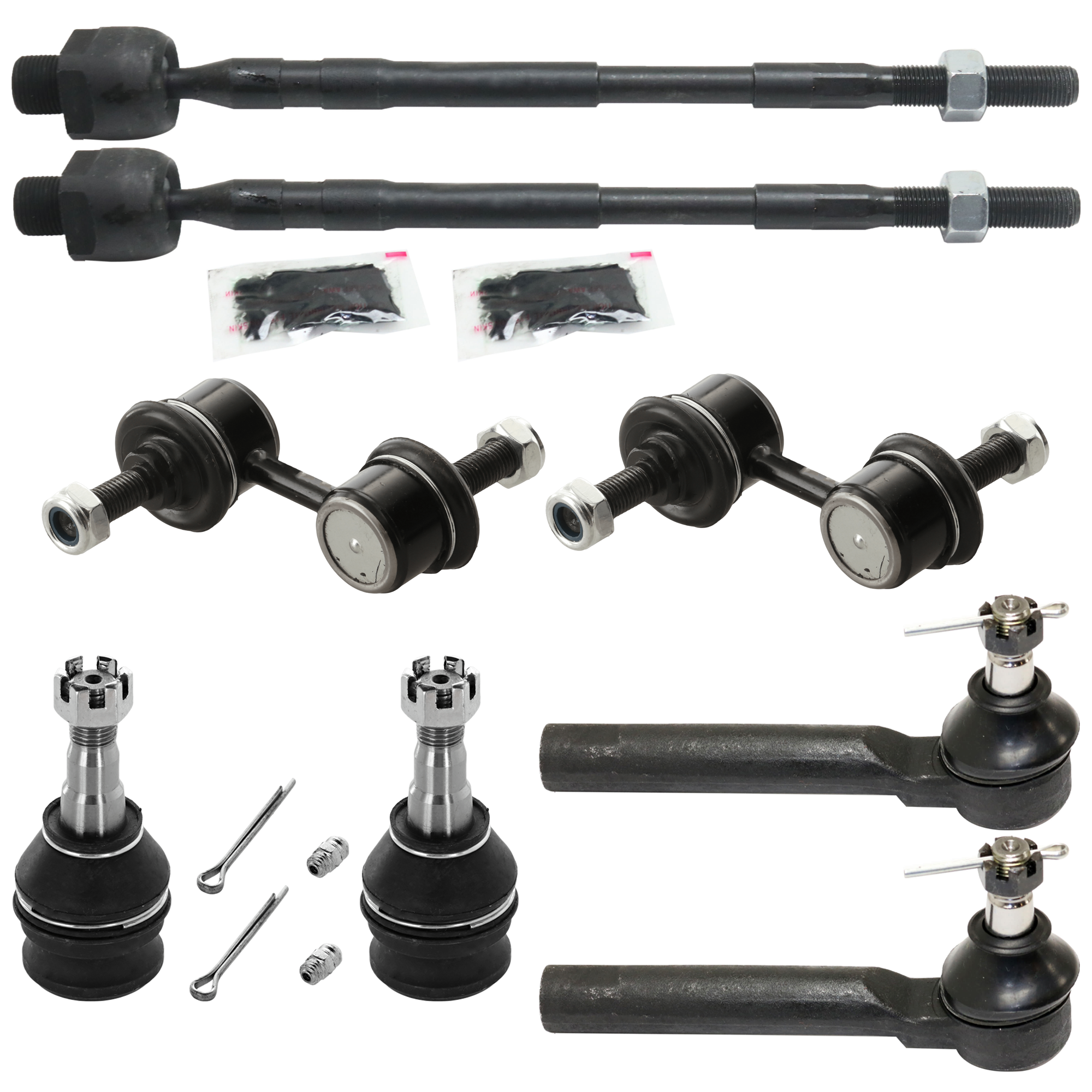 AM FORESTER 98-22 LEGACY 93-22 OUTBACK 00-14 TRIBECA 08-14 FRONT TIE ROD RH AND LH 8 pc kit with Ball Joint and Sway Bar Link SKU KIT 081324 C634 OEM 1014585-2693389-4012052-341