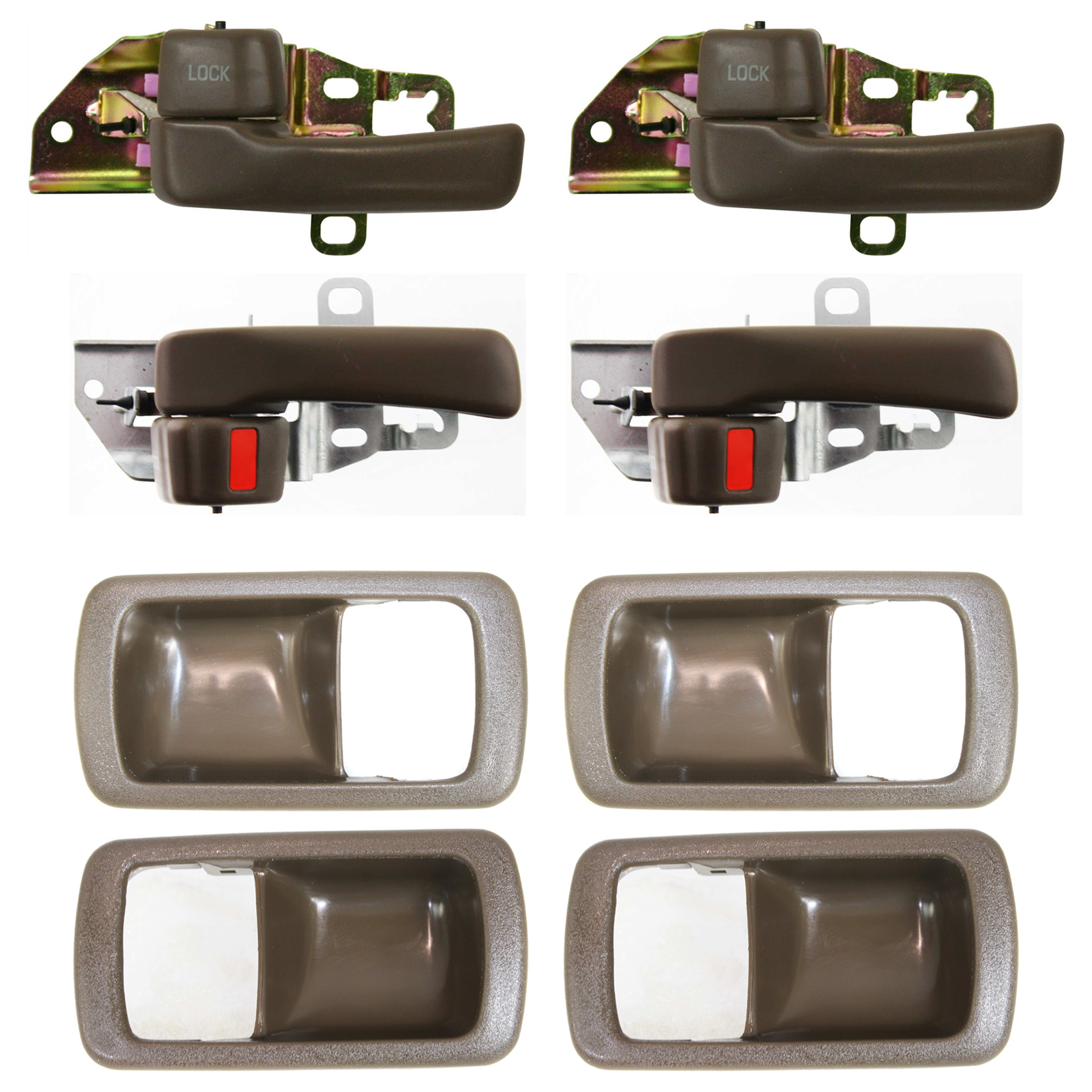 AM CAMRY 92-96 FRONT AND REAR INTERIOR DOOR HANDLE RH AND LH 8 pc Kit with Door Handle Trim SKU KIT 081324 C662 Partslink TO1358106 TO1359106 OEM 6920532070W3 PFM 6920632071J0