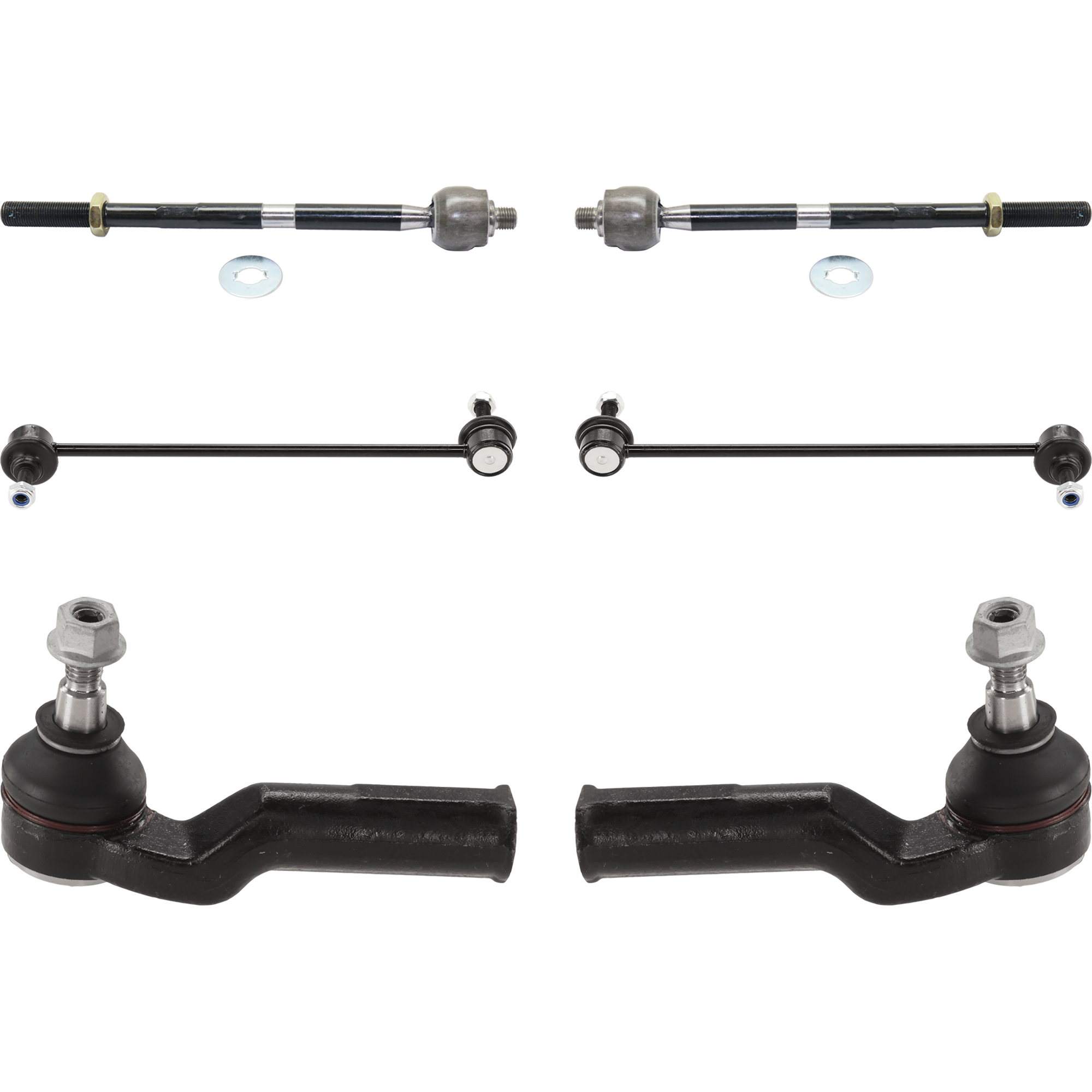 AM FOCUS 12-14 MKC 13-14 FRONT TIE ROD RH AND LH Inner and Outer 6 pc kit with Sway Bar Link SKU KIT 081324 C678 OEM AV6Z3280E BV6Z3050B BV6Z3A130F