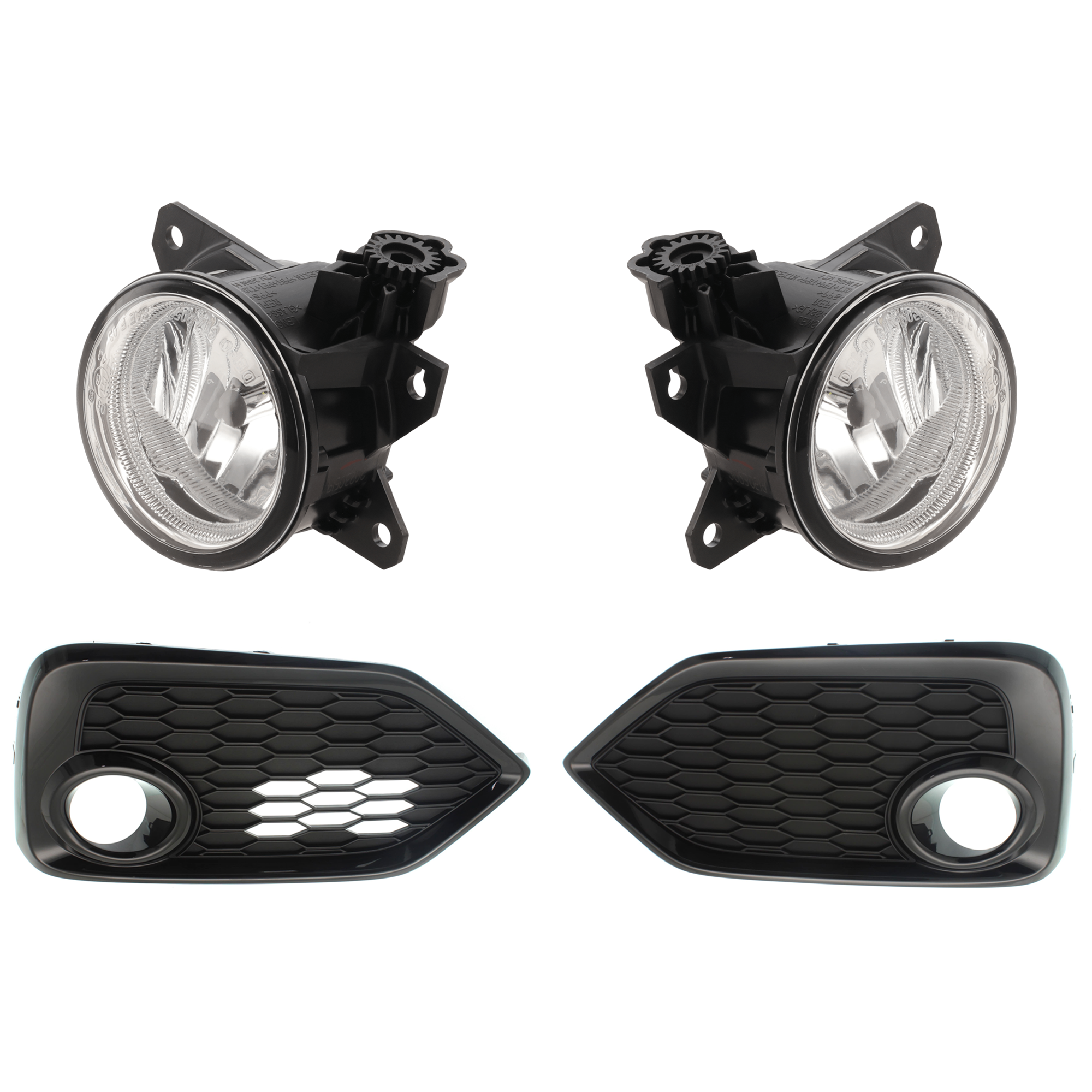 AM CIVIC 17-19 FRONT FOG LAMP MOLDING RH 4 pc kit Primed Side Garnish Exc. Type R Model HB Si Coupe Sedan SKU KIT 081324 C682 Partslink HO1038133 HO1039133 HO2593143 HO2592143 OEM 71103TGGA20-71108TGGA20-71108T