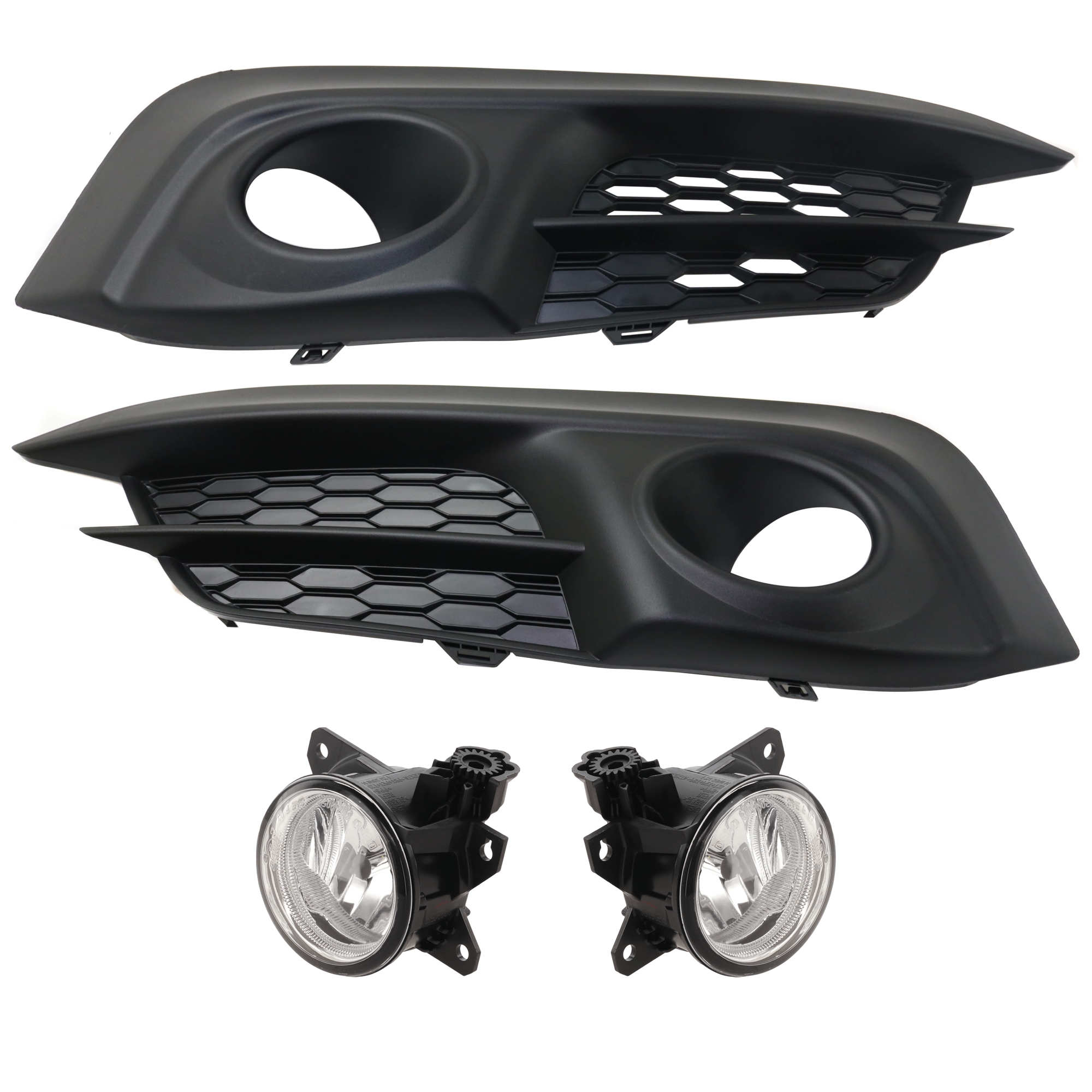 AM CIVIC 16-18 FRONT FOG LAMP RH 4 pc kit Assembly Civic Exc. Type R Model HR V EX EX L Sport Models SKU KIT 081324 C684 Partslink HO2592143 HO2593143 HO1038129 HO1039129 OEM 33900T5RA01-33900TBAA01-33950T