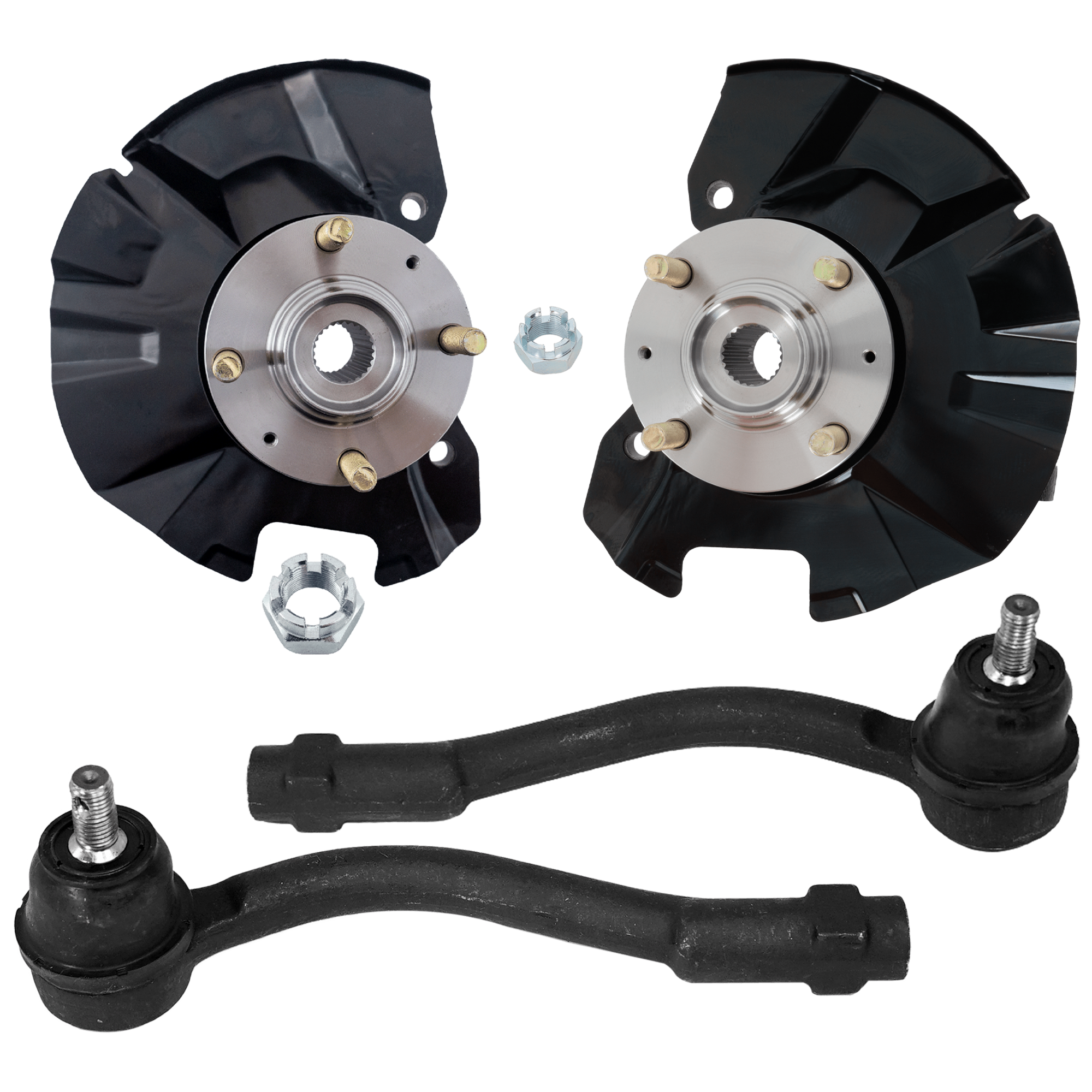 AM ACCENT 06-11 FRONT KNUCKLE RH AND LH 4 pc Kit Steering with Tie Rod End SKU KIT 081324 C694 OEM 517151E100-517161E100-1015338