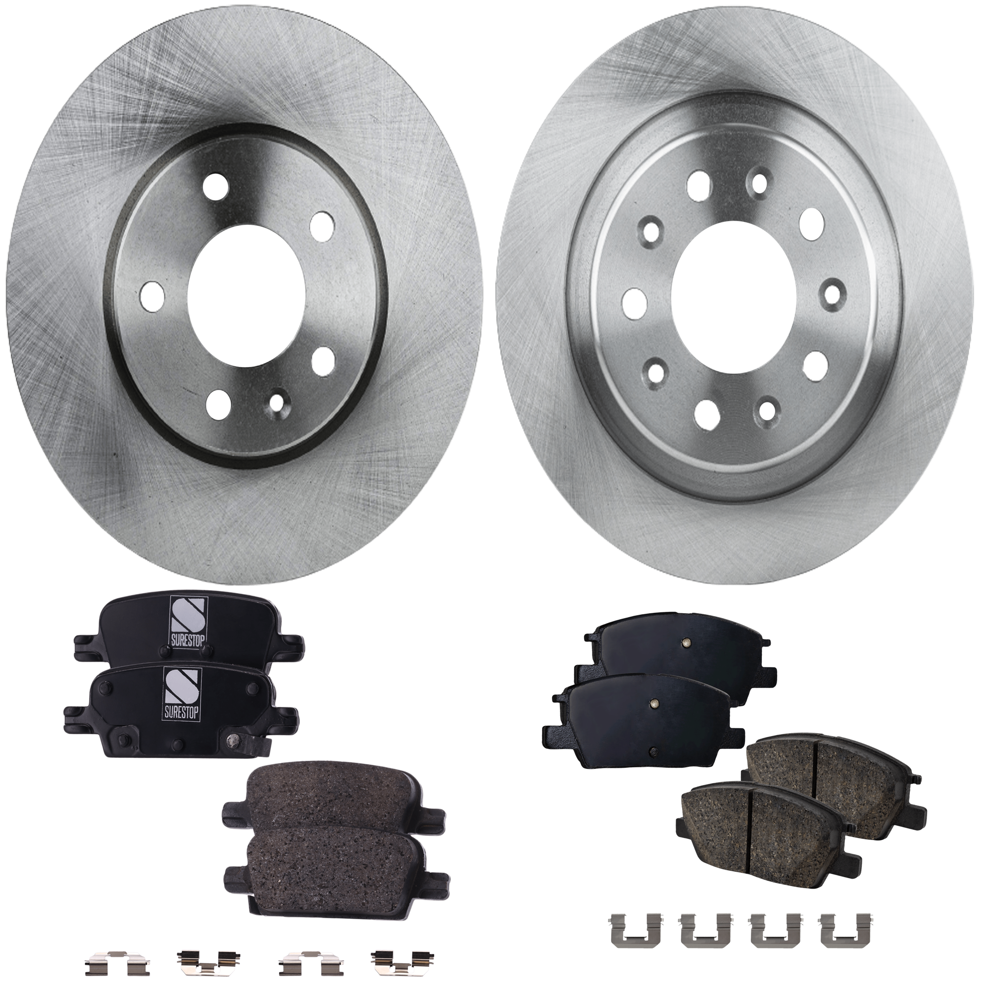 AM MALIBU 16-19 FRONT AND REAR BRAKE DISC AND PAD KIT 8 pc Kit SKU KIT 081324 C759 OEM 41274-55195-580899-850243-6004