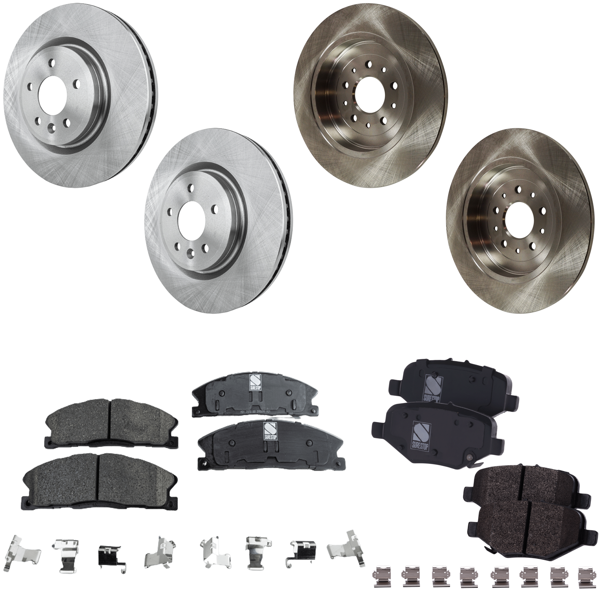 AM EXPLORER FLEX 13-14 FRONT AND REAR BRAKE DISC AND PAD KIT 4 Wheel Set SKU KIT 081324 C763 OEM CB5Z1125A 5F9Z2C026BA DG1Z2200